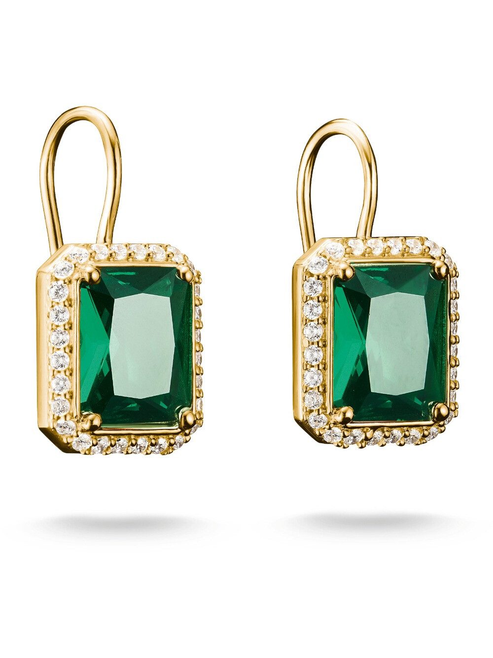 THOMAS SABO Ohrhänger-Set Thomas Sabo H2338-971-6 Ohrringe Grüne Achteckige Steine vergoldet Da