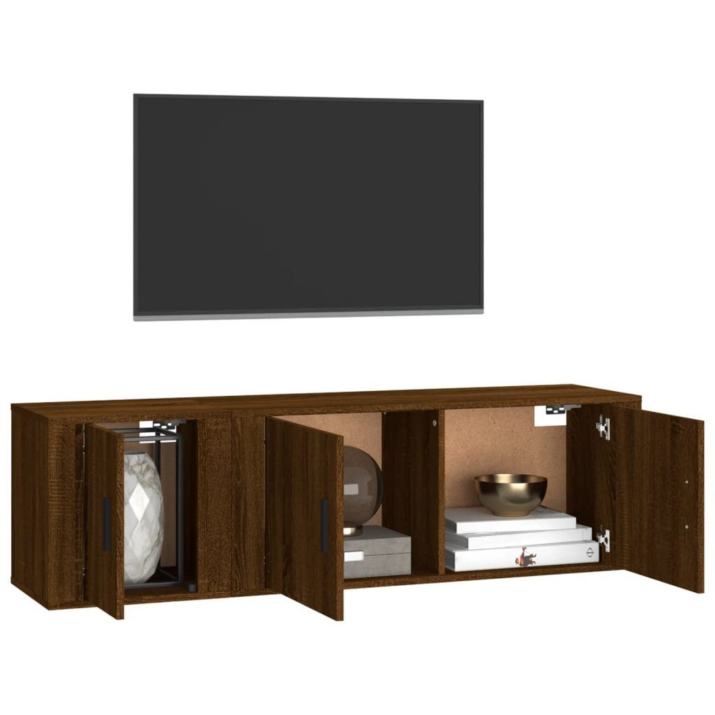 Braun TV-Schrank TV-Schrank-Set Eichen-Optik furnicato Holzwerkstoff 2-tlg.