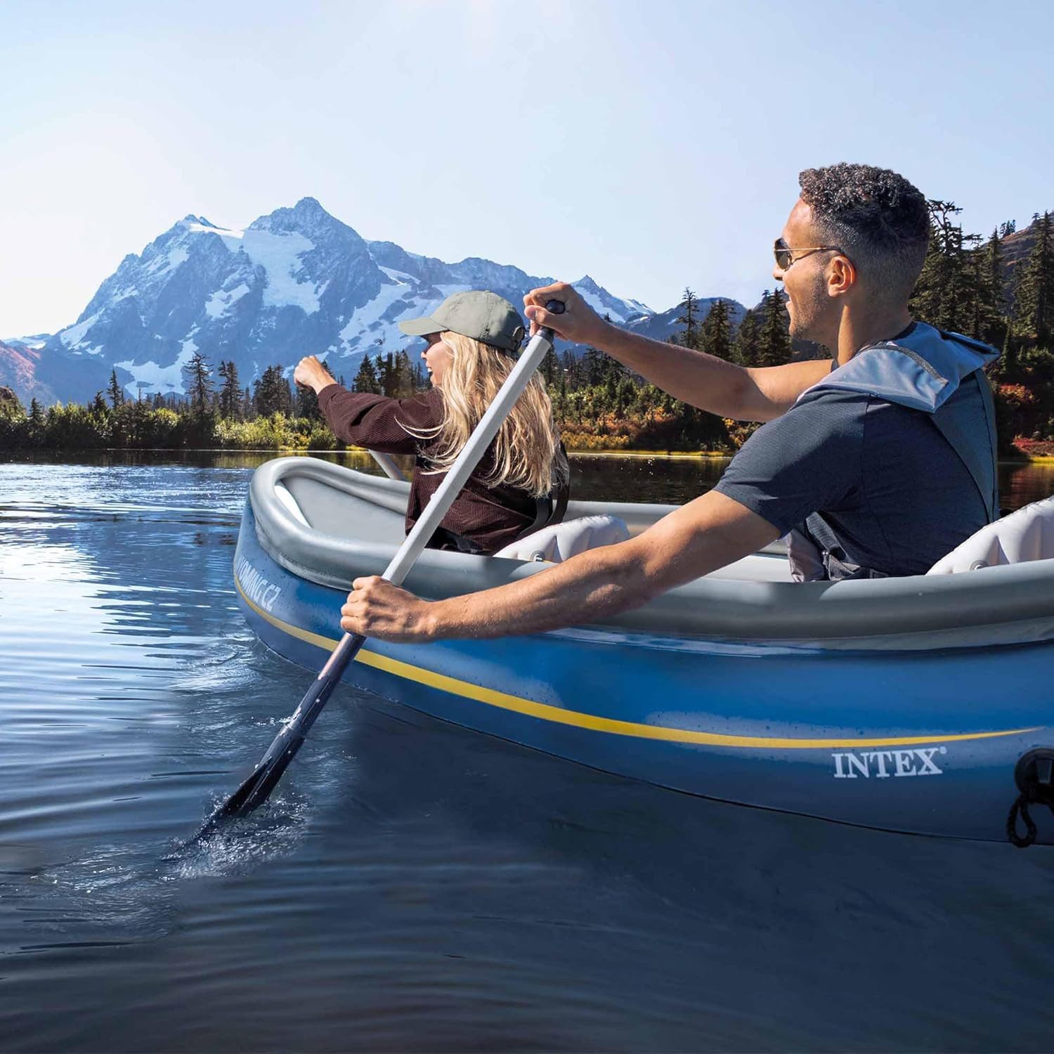 Intex Ruderboot Kajak - Wyoming C2 302x89x53cm, inkl. Paddel und Luftpumpe