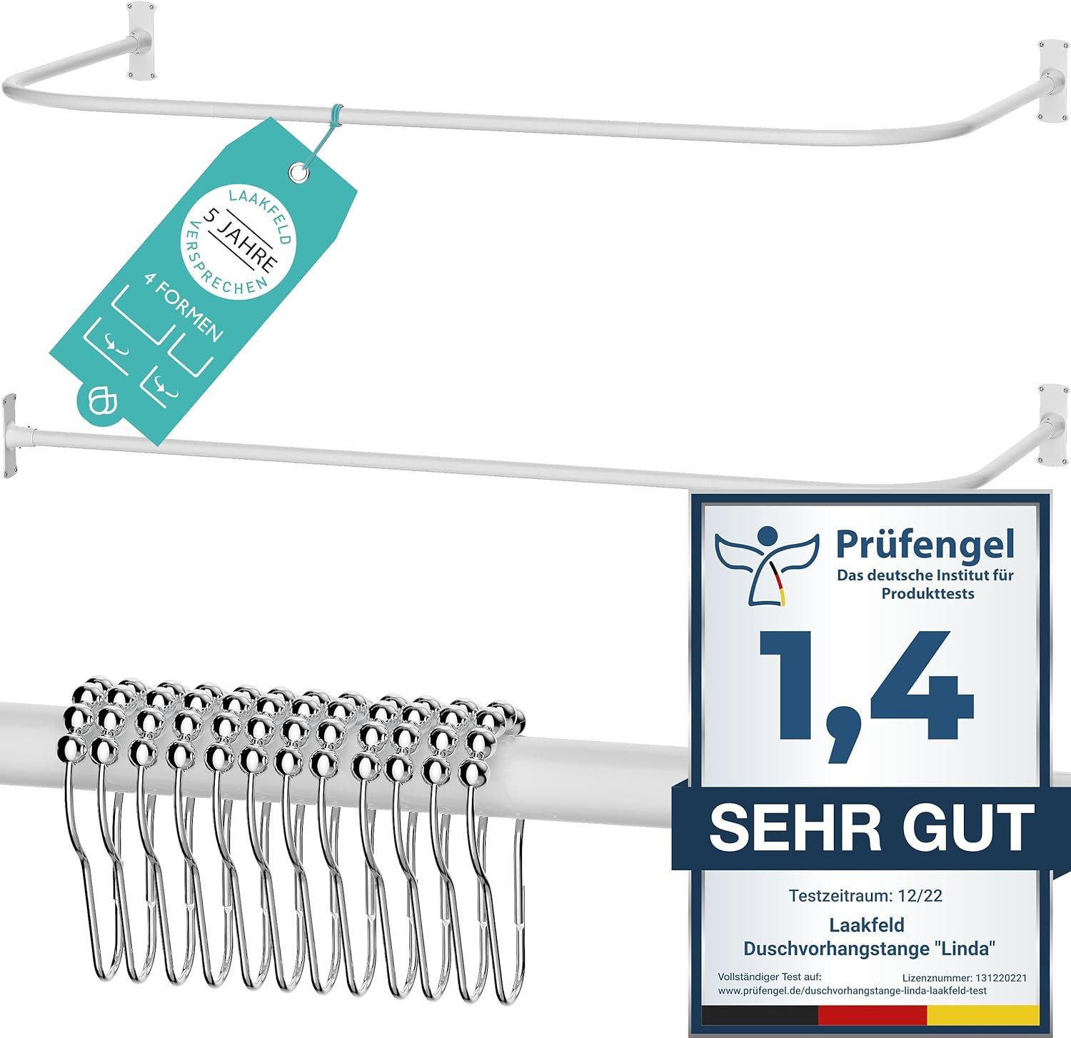 Laakfeld Duschvorhangstange L Form & Duschstange U Form 4 in 1 System inkl. günstig online kaufen