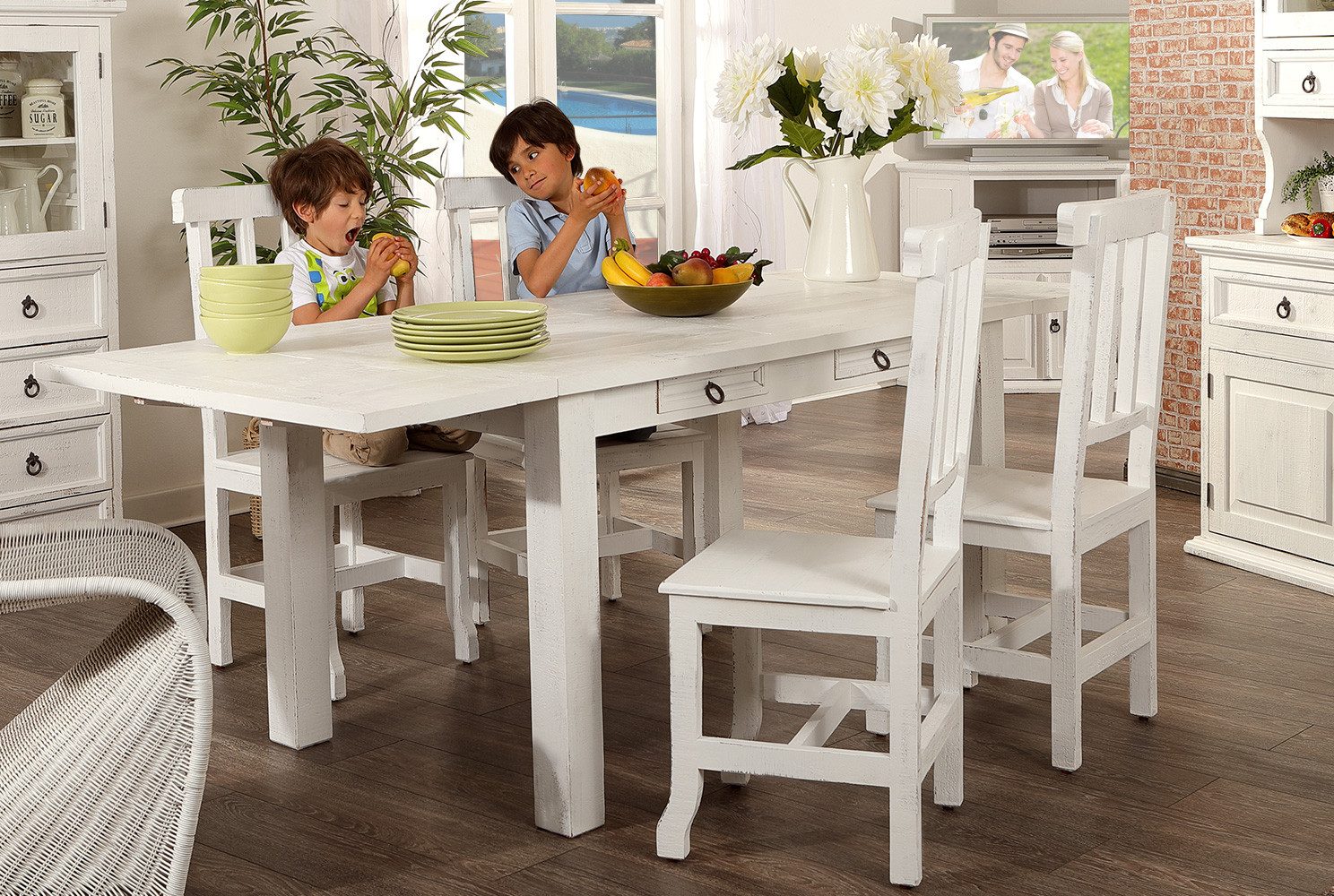 1a Direktimport Esstisch Mexico Möbel Esstisch Küchentisch Pinie Weiß Antik - Landhausstil - au