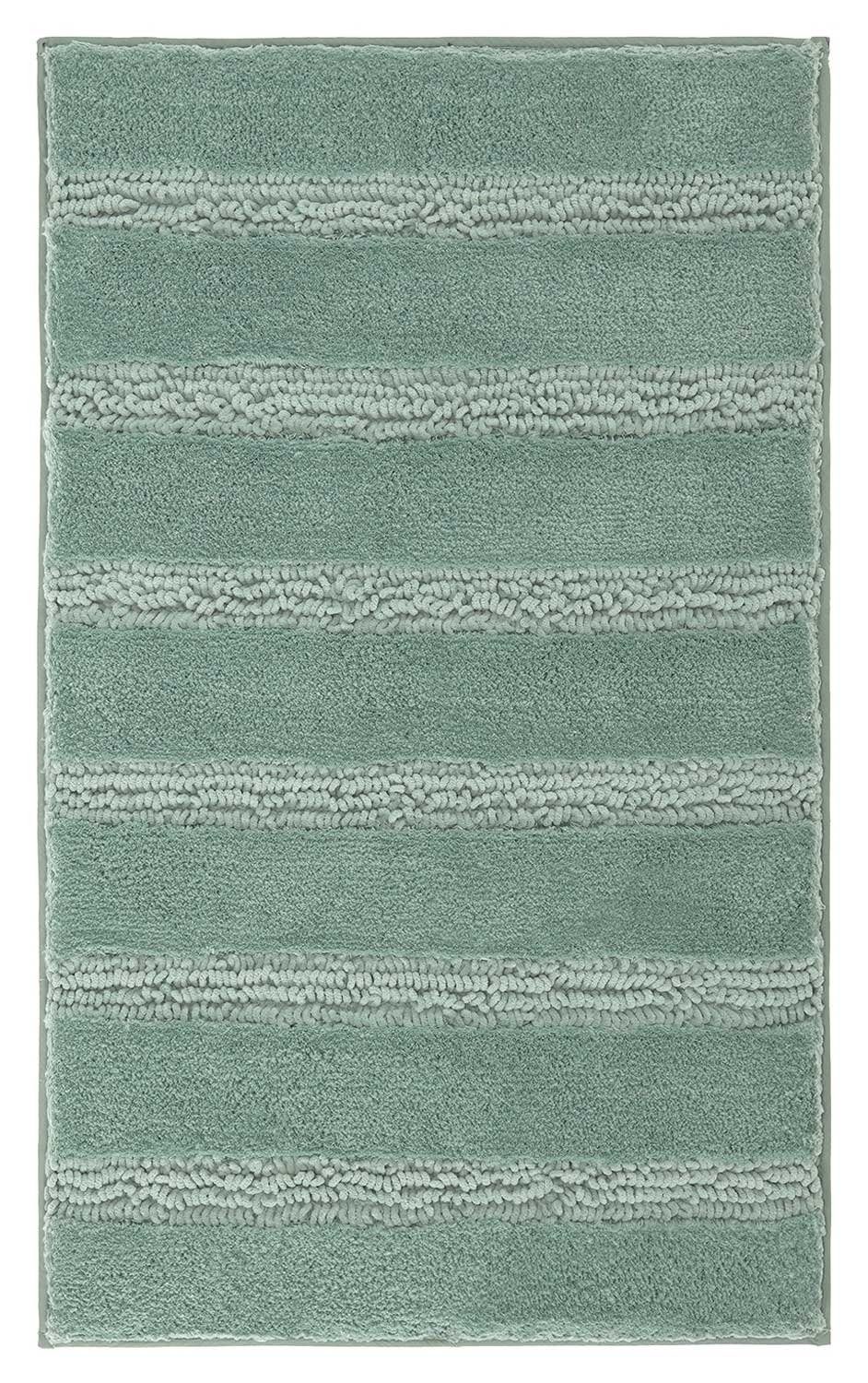 Badematte MONROVIA, 60 x 100 cm, Mint, Gestreift, Höhe 23 mm, rutschhemmend beschichtet, fußbodenheizungsgeeignet, Polyester, rechteckig