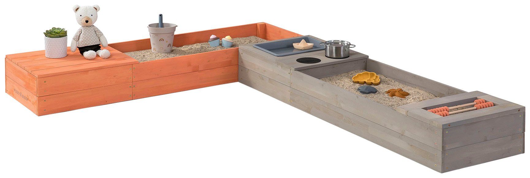 Holzschutz warmgrau BUDDY® MUDDY Sandkasten Flexy Sandkastenvlies), Style, vorbehandelt - (inkl. lachs,