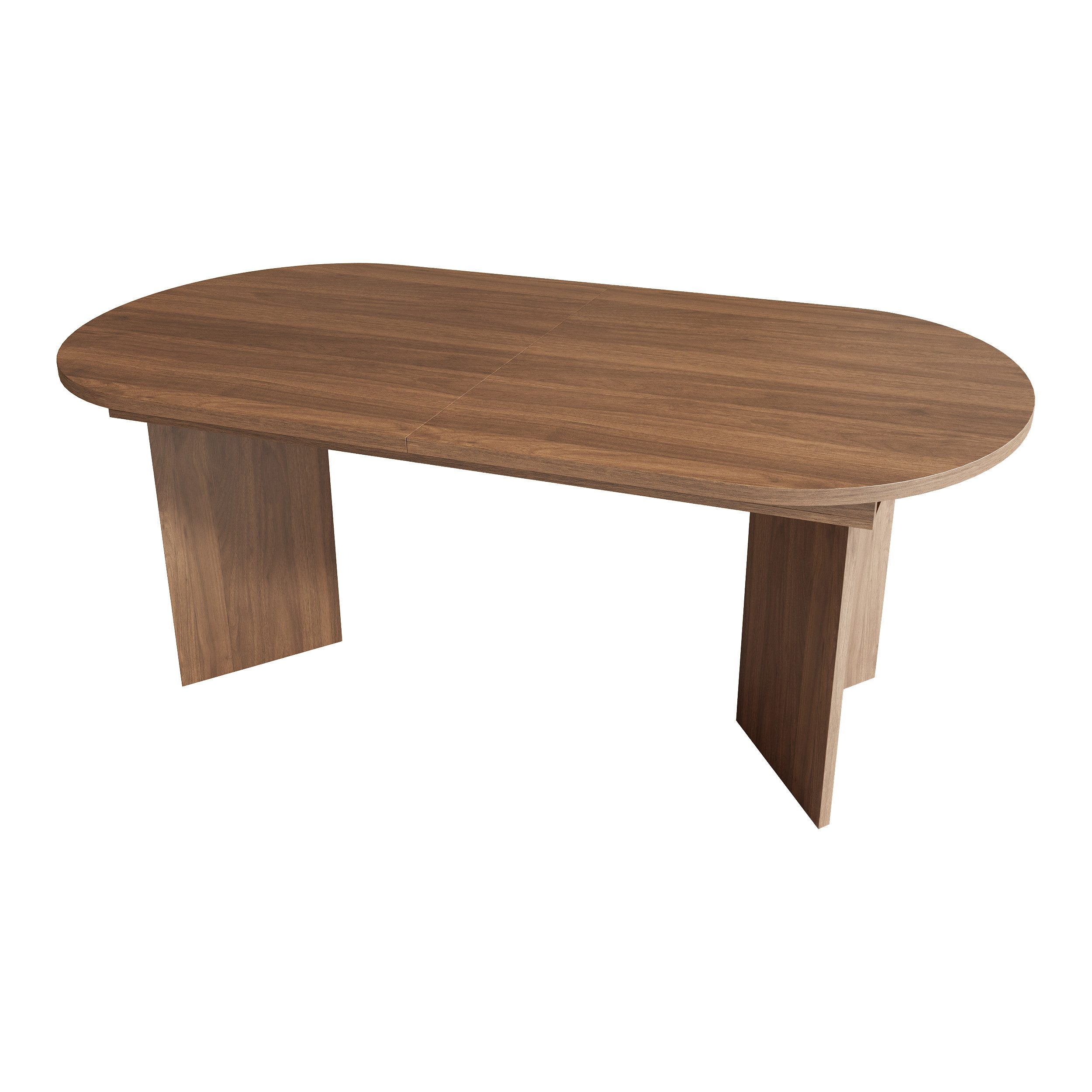 Flieks Esstisch (Länge 160-200/T90/H75 cm, 1-St., 1 Tisch), ausziehbarer Küchentisch ovaler Tisch Holzoptik, Nussbaumfarbe