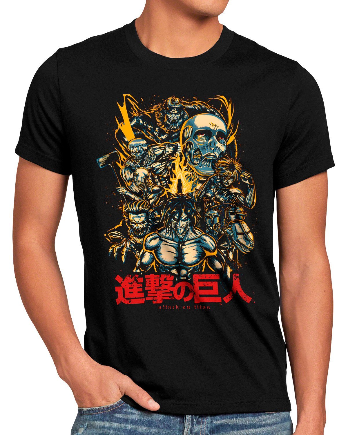 on attack aot titan manga anime style3 japan Print-Shirt