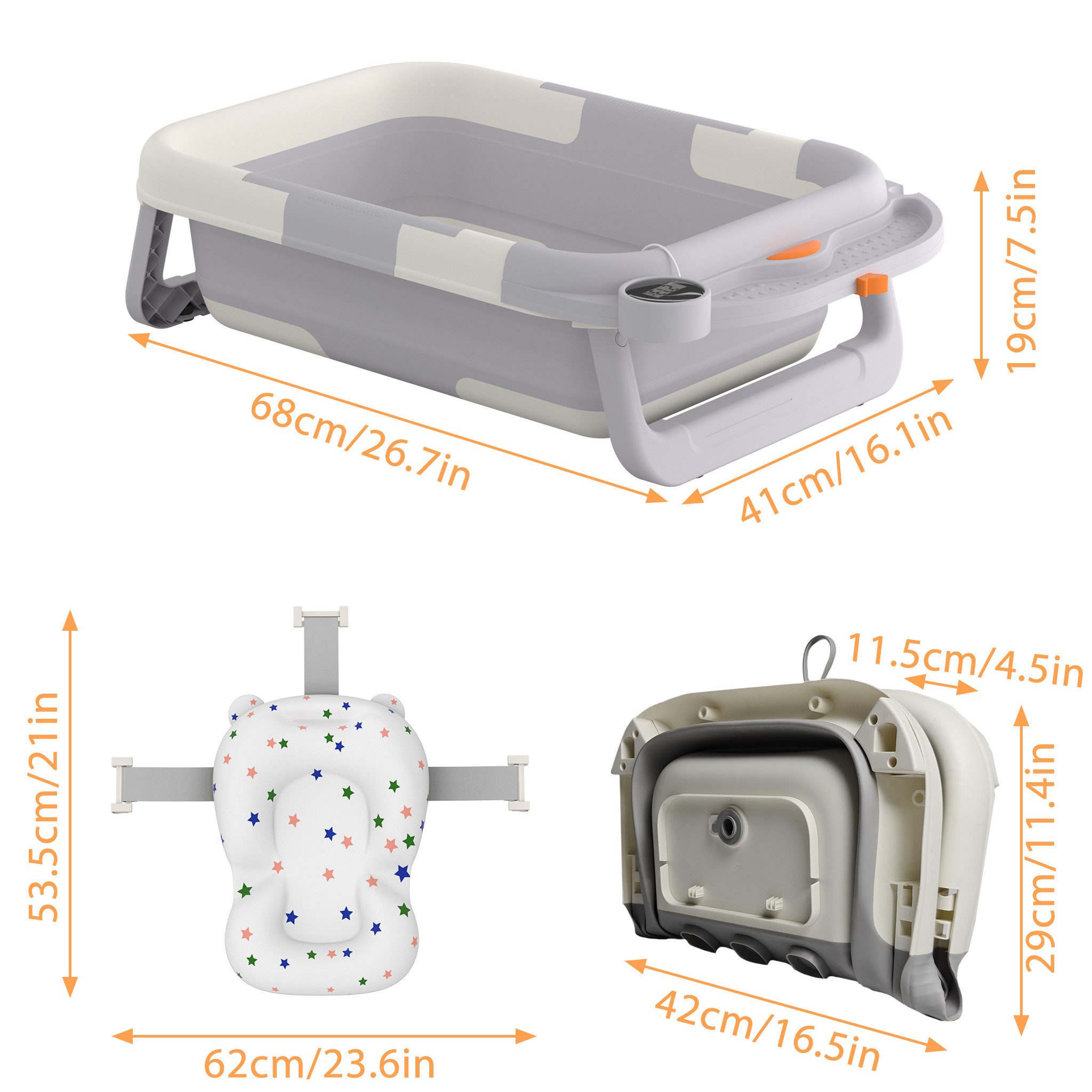 FIVMEN Babybadewanne Faltbare Babybadewanne Mit Badekissen Und Integriertem günstig online kaufen