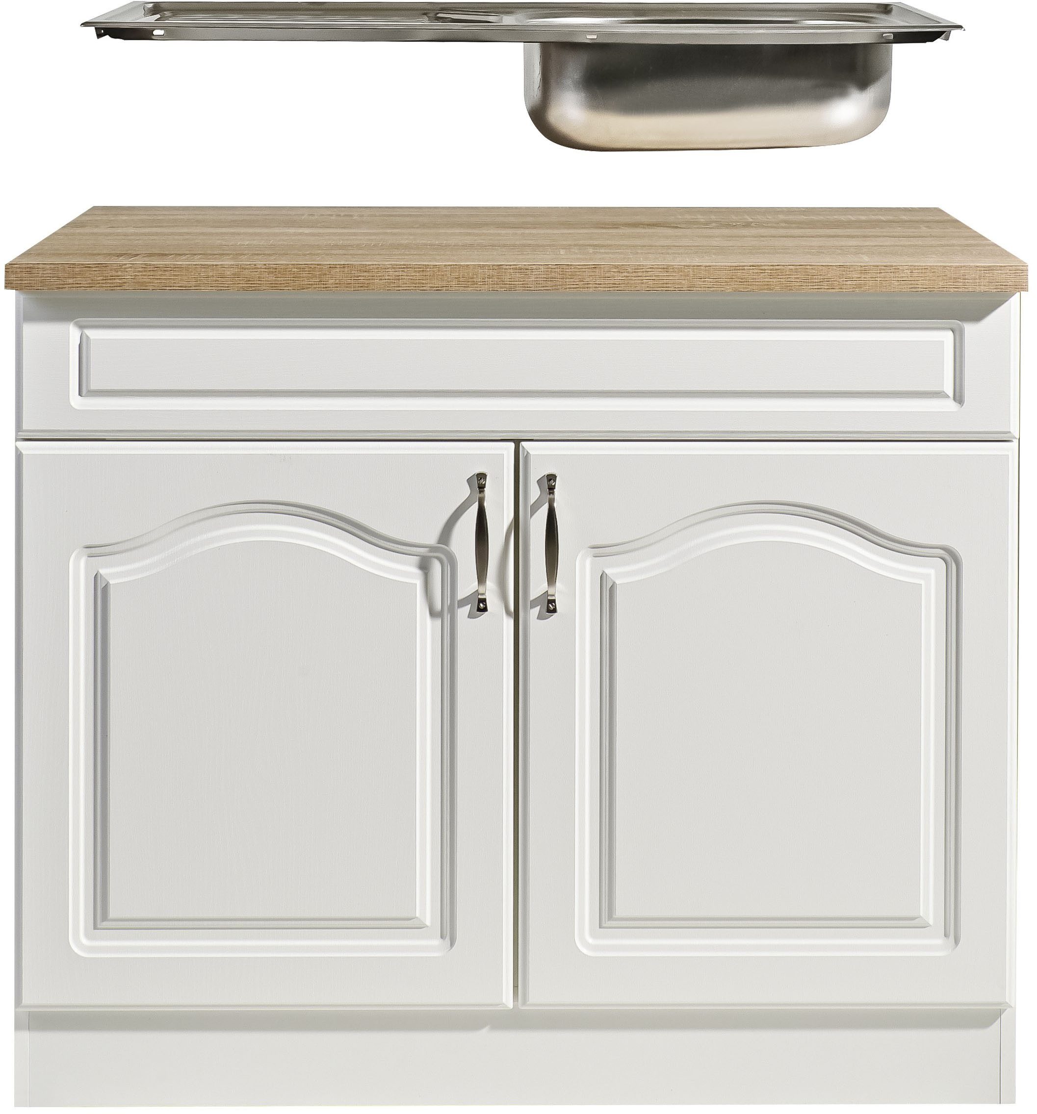 wiho Küchen Spülenschrank Linz 100 cm breit, in Landhaus-Optik – Bild 5 von 5