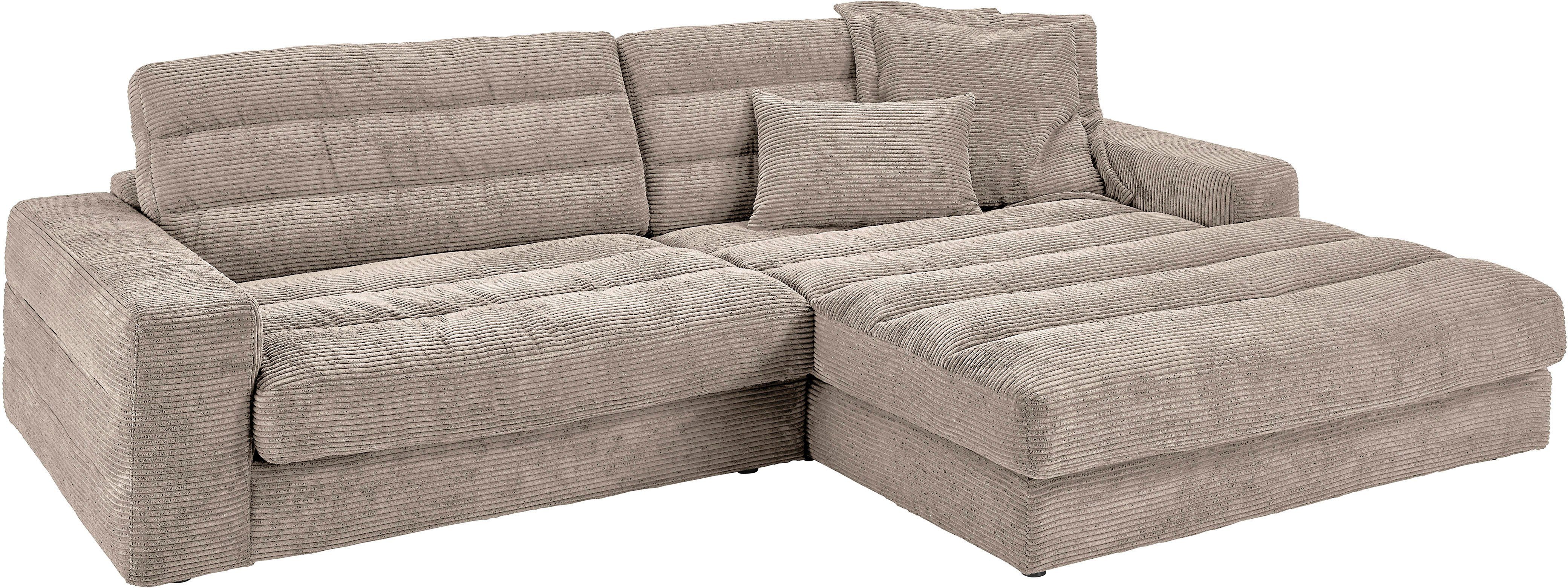 3C Candy Ecksofa Stripes Mega-Sofa, bequem und komfortabel, L-Form, Lose Rückenkissen, mit feiner Quersteppung, Cord-Bezug