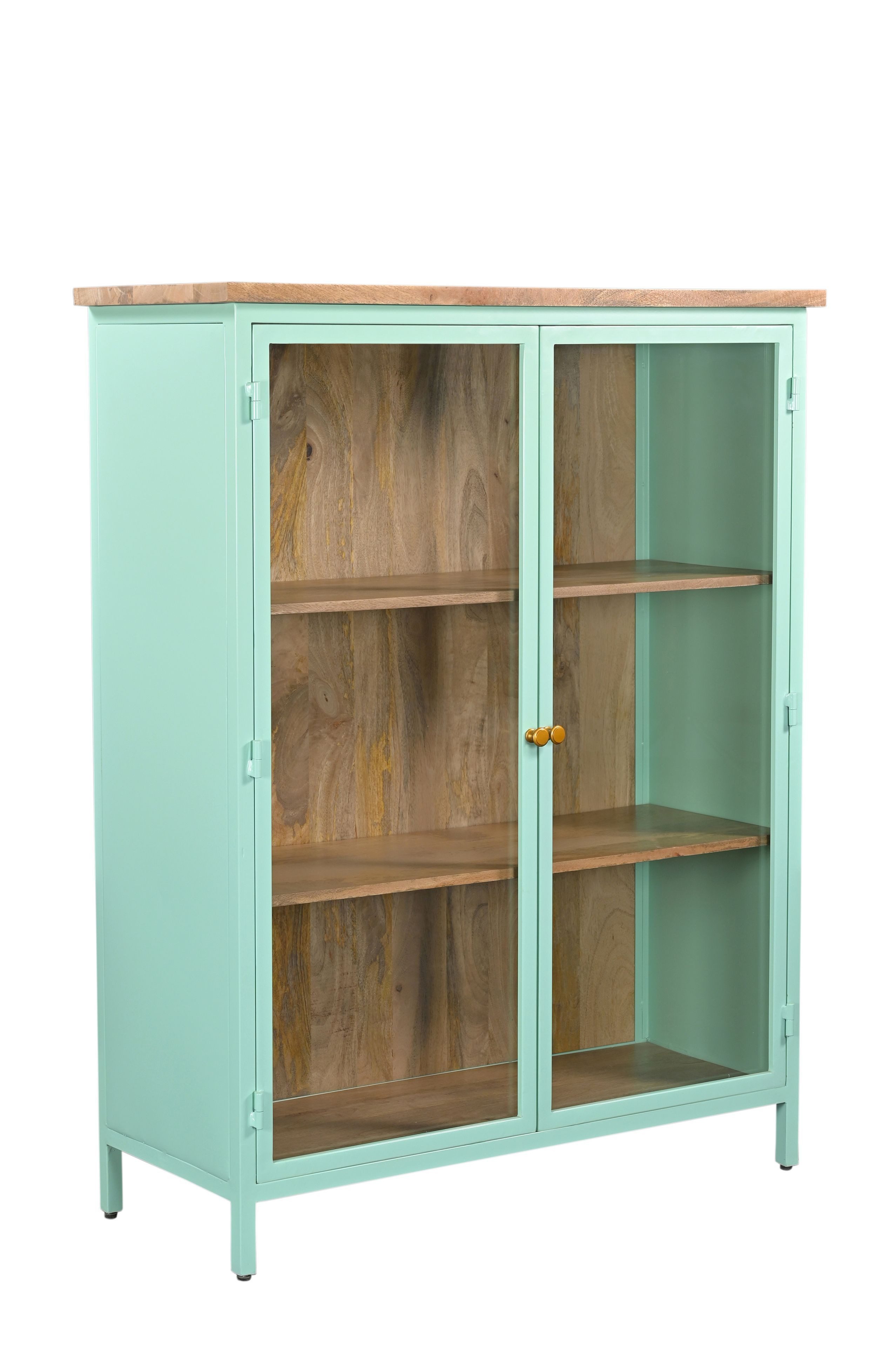 Vintagehaus Glasvitrine Landhaus Vitrine Provence Vintage Metallkorpus Holz 130cm