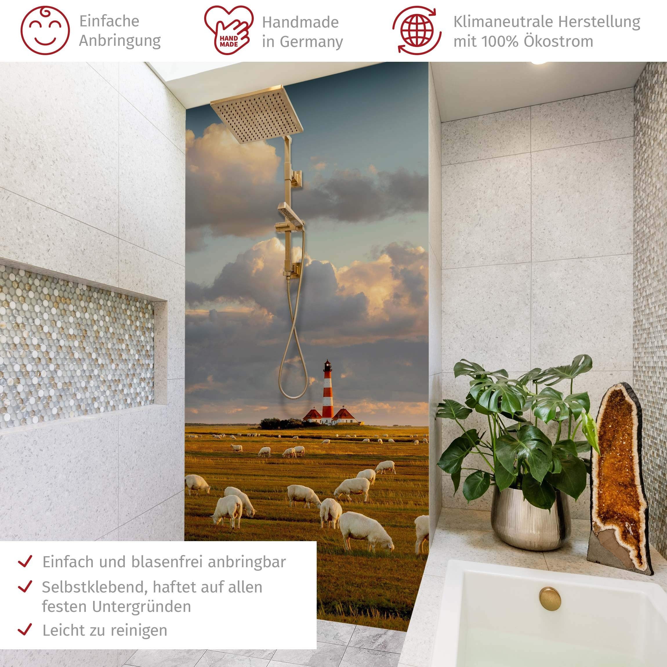 Thumbnail - Bilderdepot24 Badrückwand Strand grün Duschrückwand ohne Bohren Dusche Natur, (1-tlg., Hart-Folie Premium matt 0,61 mm),...