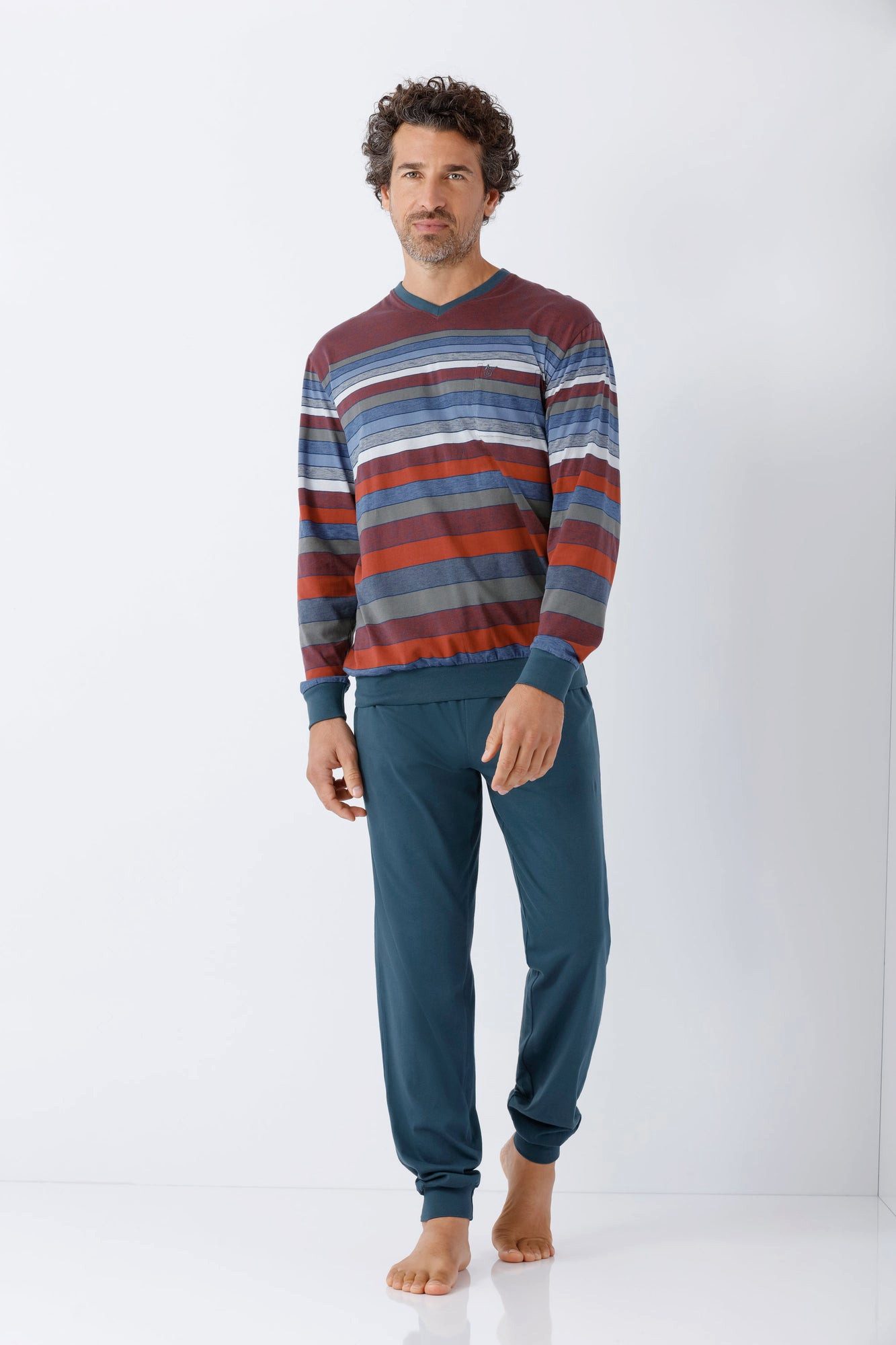Hajo Schlafanzug Herren Schlafanzug mit Bündchen Premium Cotton