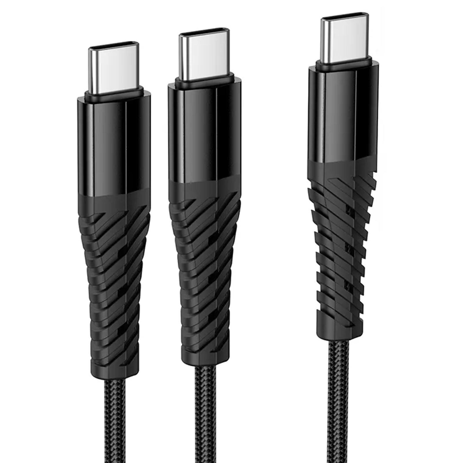 hoco. X123 2in1 USB-C auf 2x USB-C Smartphone-Kabel, USB-C, USB Typ C (100 cm), USB C Schnell Ladekabel Android Lade Kabel Typ C für Smartphone Tablet