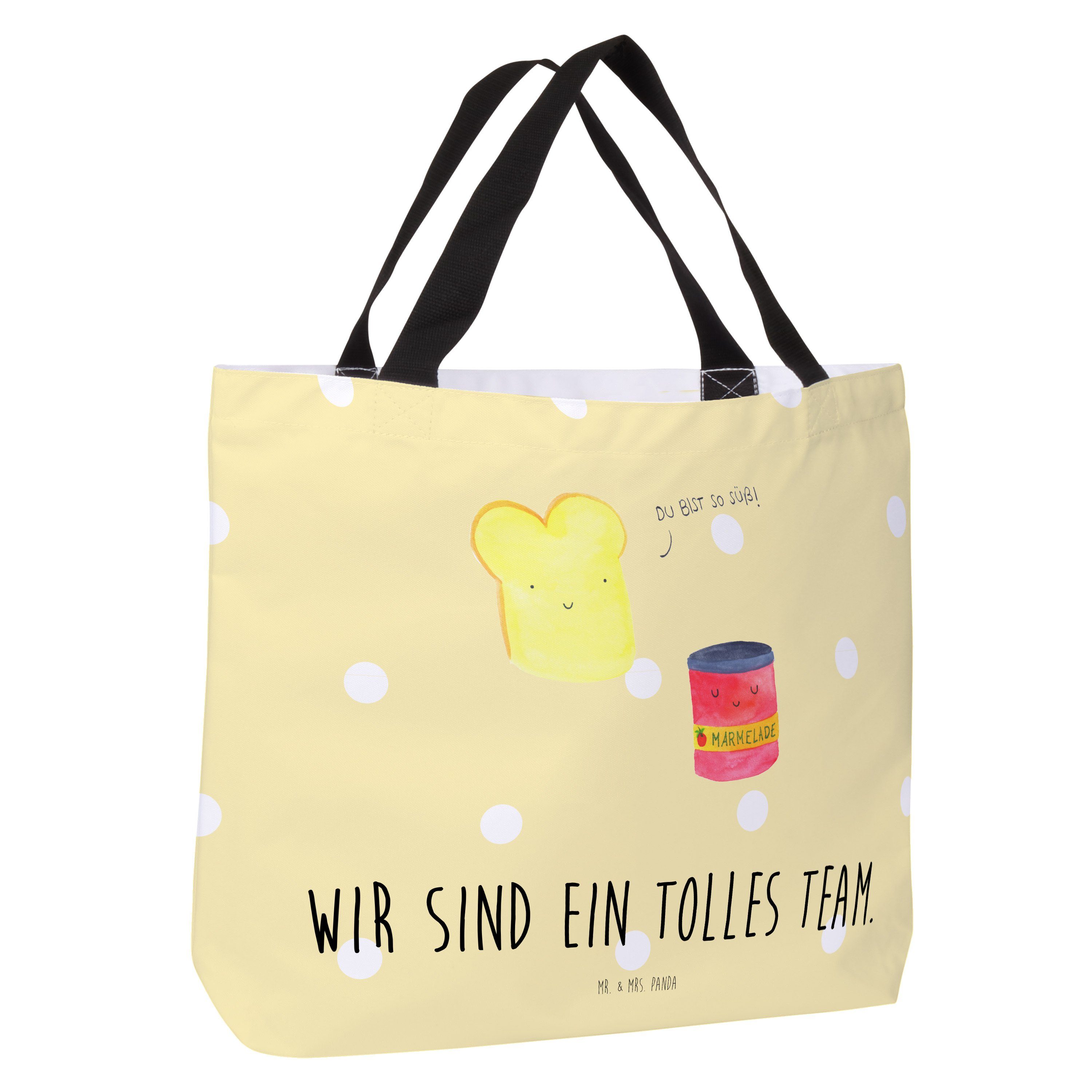 Tasche, Mrs. - Marmelade - Geschenk, & Panda Gelb Pastell (1-tlg) Einkaufstasche, Shopper Toast Mr. &