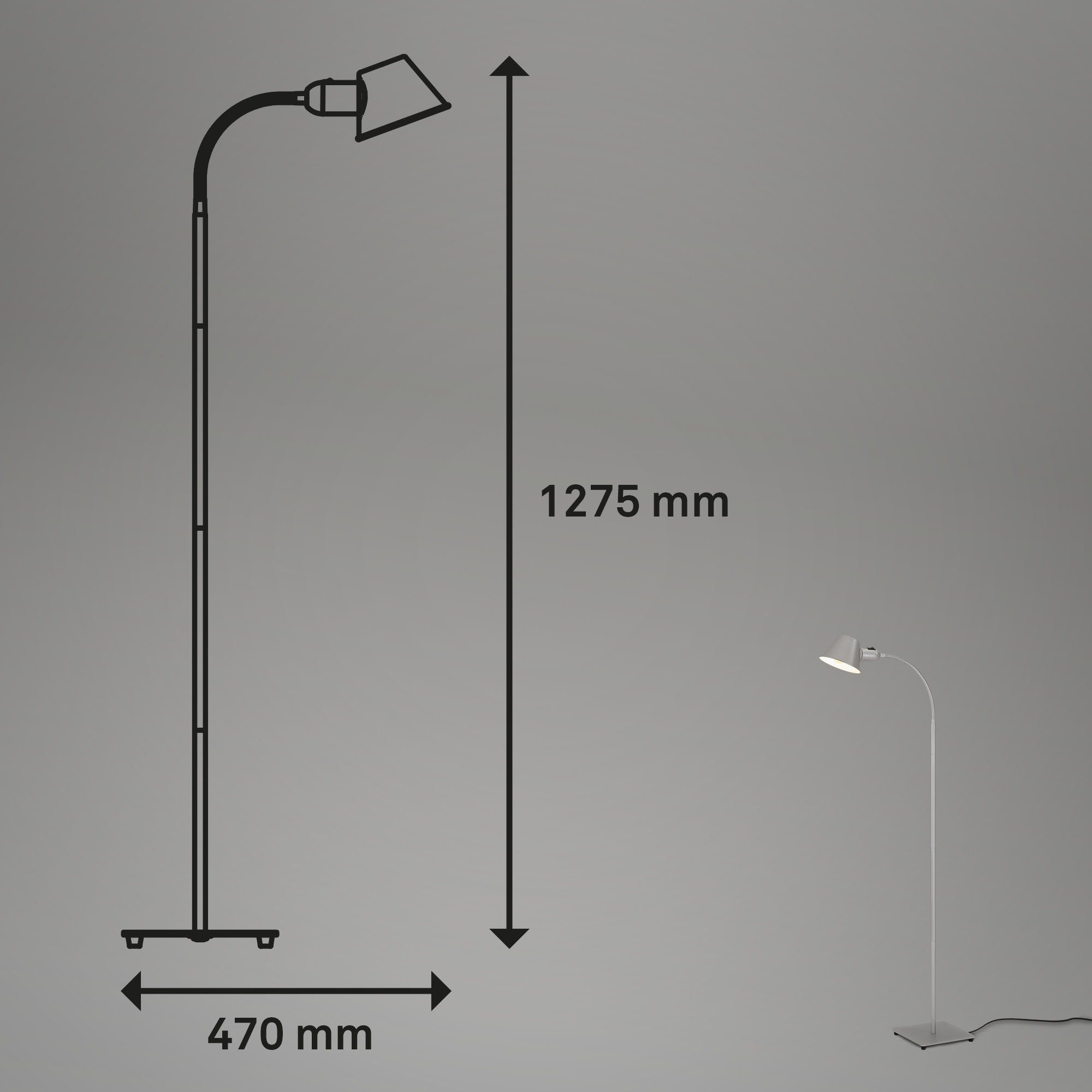 retro, 10 W max. schwenkbar, ohne Stehlampe metall/chrom-matt, Leuchten Briloner E27 1407-014, exkl. 1x Leuchtmittel,