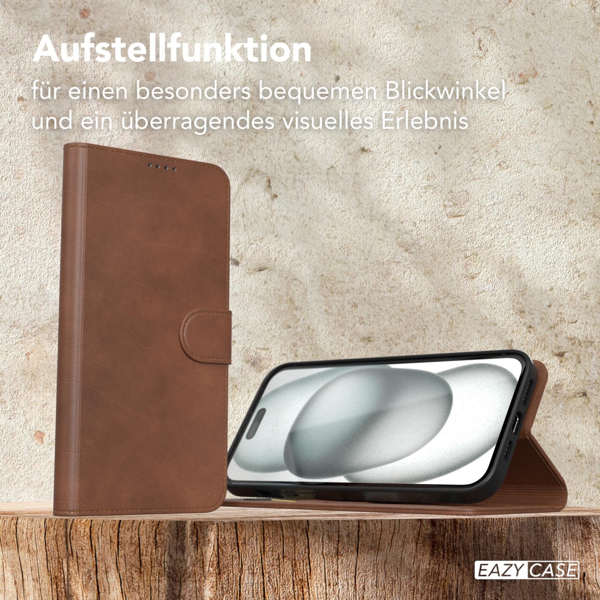 EAZY CASE Handyhülle Business Handytasche Kartenfach für iPhone 15 Plus 6,7 Zoll, Handyhülle Flip Case Schutztasche zum Aufstellen Wallet in Dunkelbraun