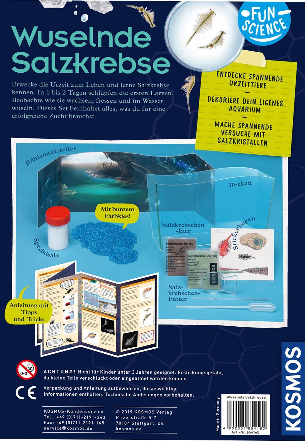 Kosmos Experimentierkasten Fun Science Wuselnde Salzkrebse, Made in Germany