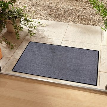 Fußmatte Waschbare In- & Outdoor Fußmatte Uni einfarbig grau, Teppich Boss, rechteckig, Höhe: 7 mm