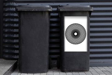 MuchoWow Wandsticker Illustration eines schwarz-weißen Mandalas mit Diamanten (1 St), Mülleimer-aufkleber, Mülltonne, Sticker, Container, Abfalbehälter