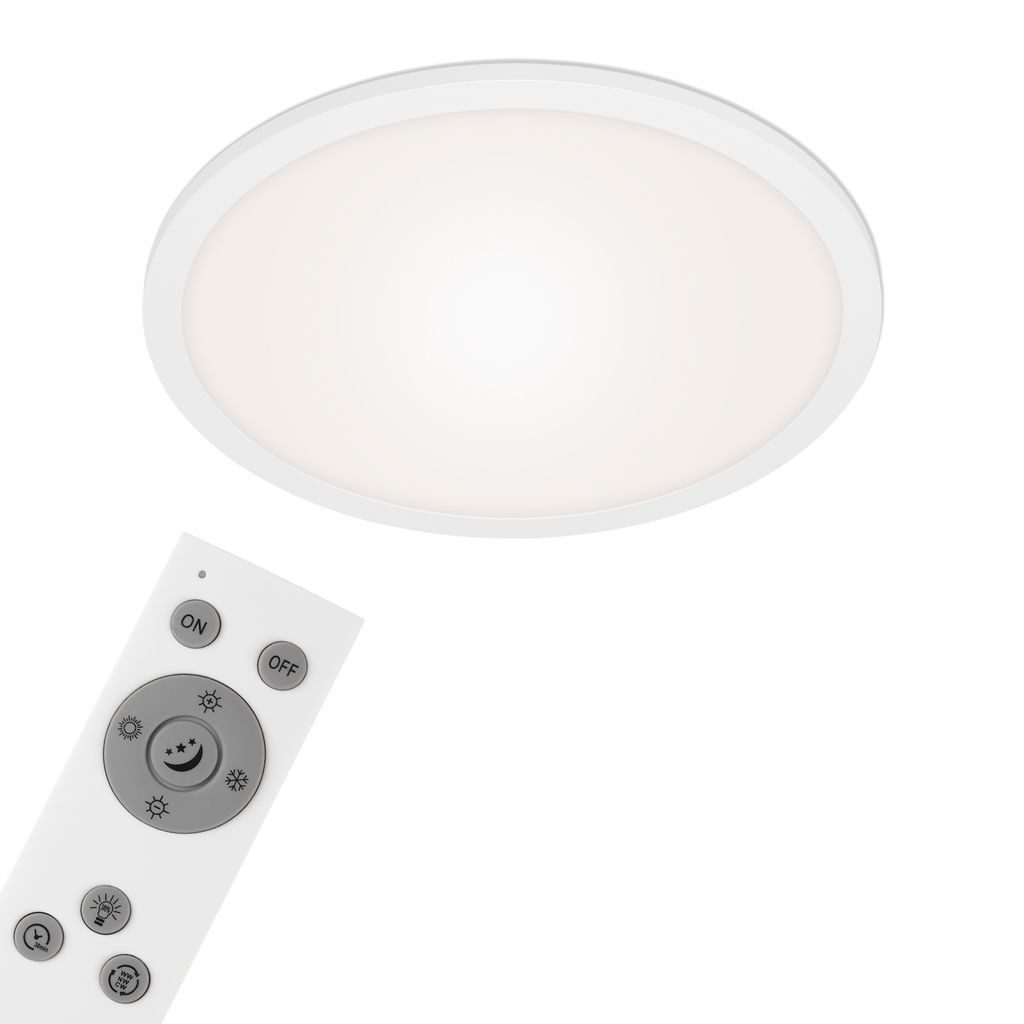 Briloner Leuchten LED Deckenleuchte 7168-016, Dimmfunktion, LED fest integriert, 2700K - Extra-Warmweiß, Deckenlampe ultraflach Panel CCT 2200lm 24W IP20
