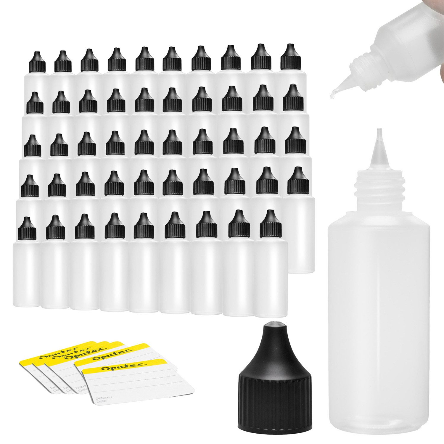 Oputec Kanister 50 x 100 ml Dosierflaschen Tropfflasche, weiche PE Kunststoff-Flaschen (Spar-Set)