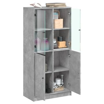 vidaXL Highboard Highboard mit Türen Betongrau 68x37x142 cm Spanplatte Glas Vitrine