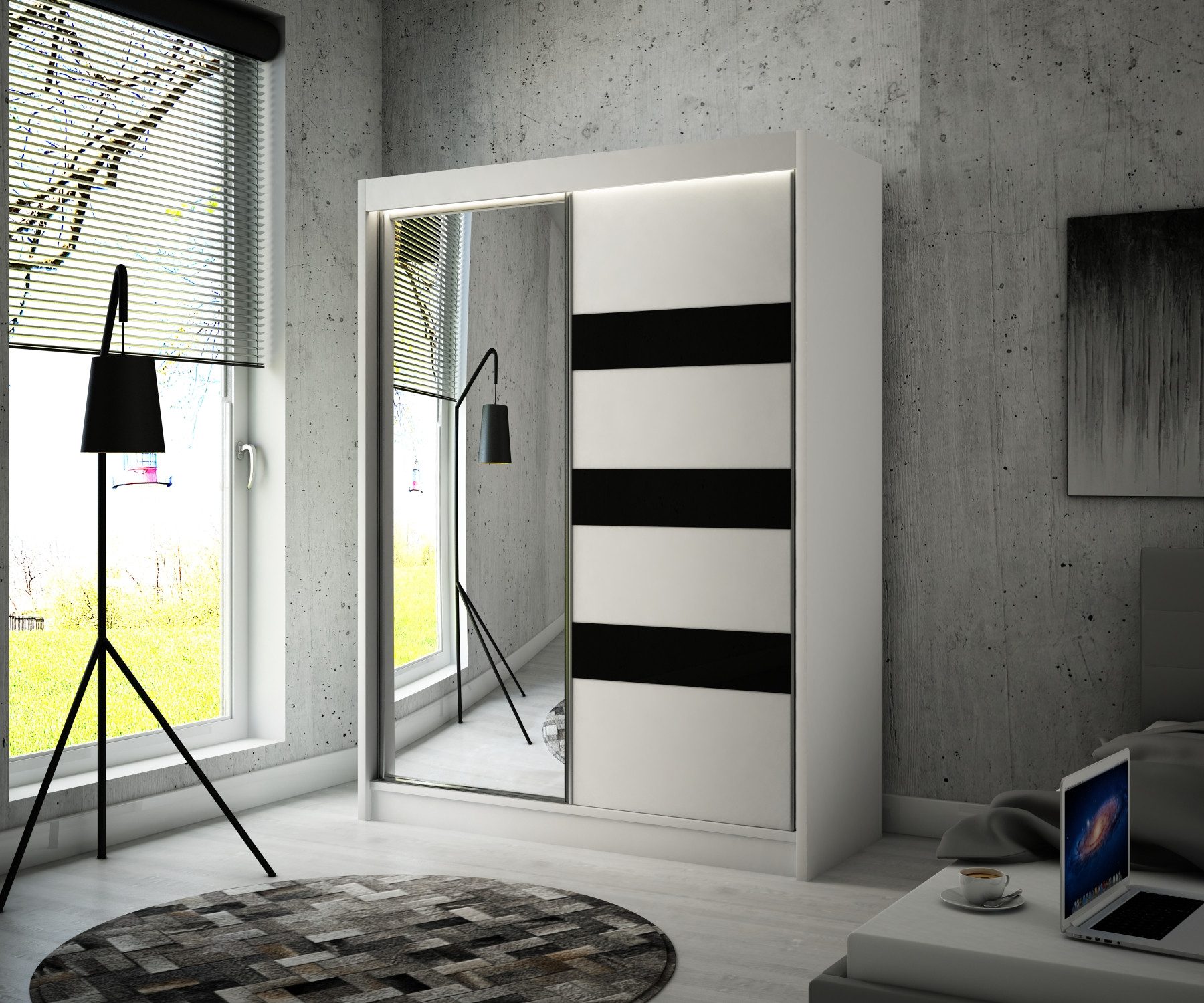 ALTDECOR Schiebetürenschrank LOSTE (Kleiderschrank Garderobenschrank mit vi günstig online kaufen