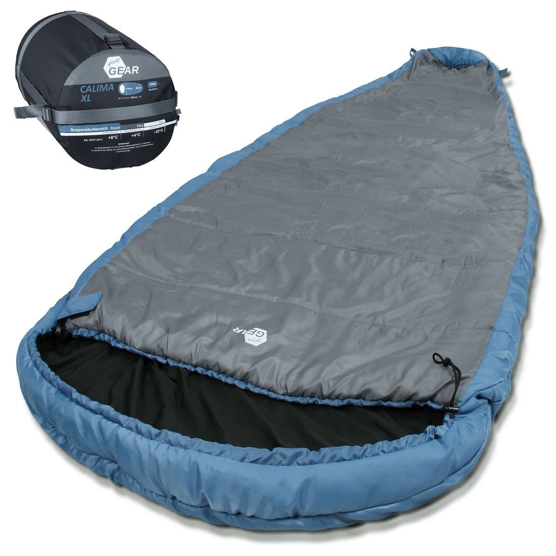 yourGEAR Mumienschlafsack yourGEAR Calima XL -10°C breiter Ellipsen-Schlafsack 230x110cm