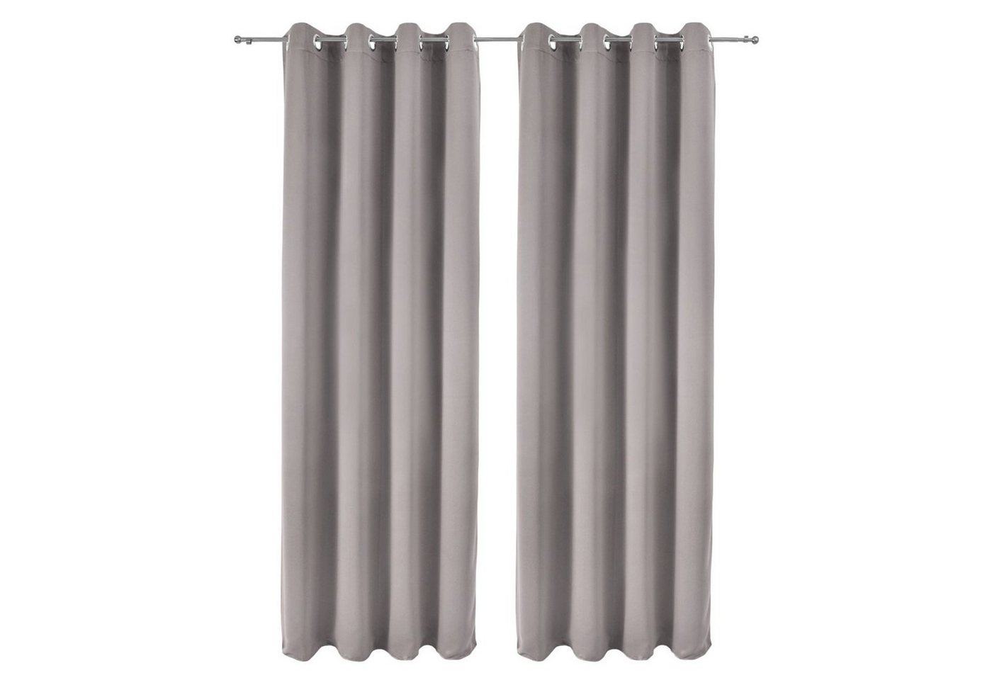 Beautissu Vorhang Amelie 2er Set Gardinen Amelie BO, 140x245cm, Grau, Blackout Vorhänge Blickdicht mit Ösen – Gardine 140x245 cm