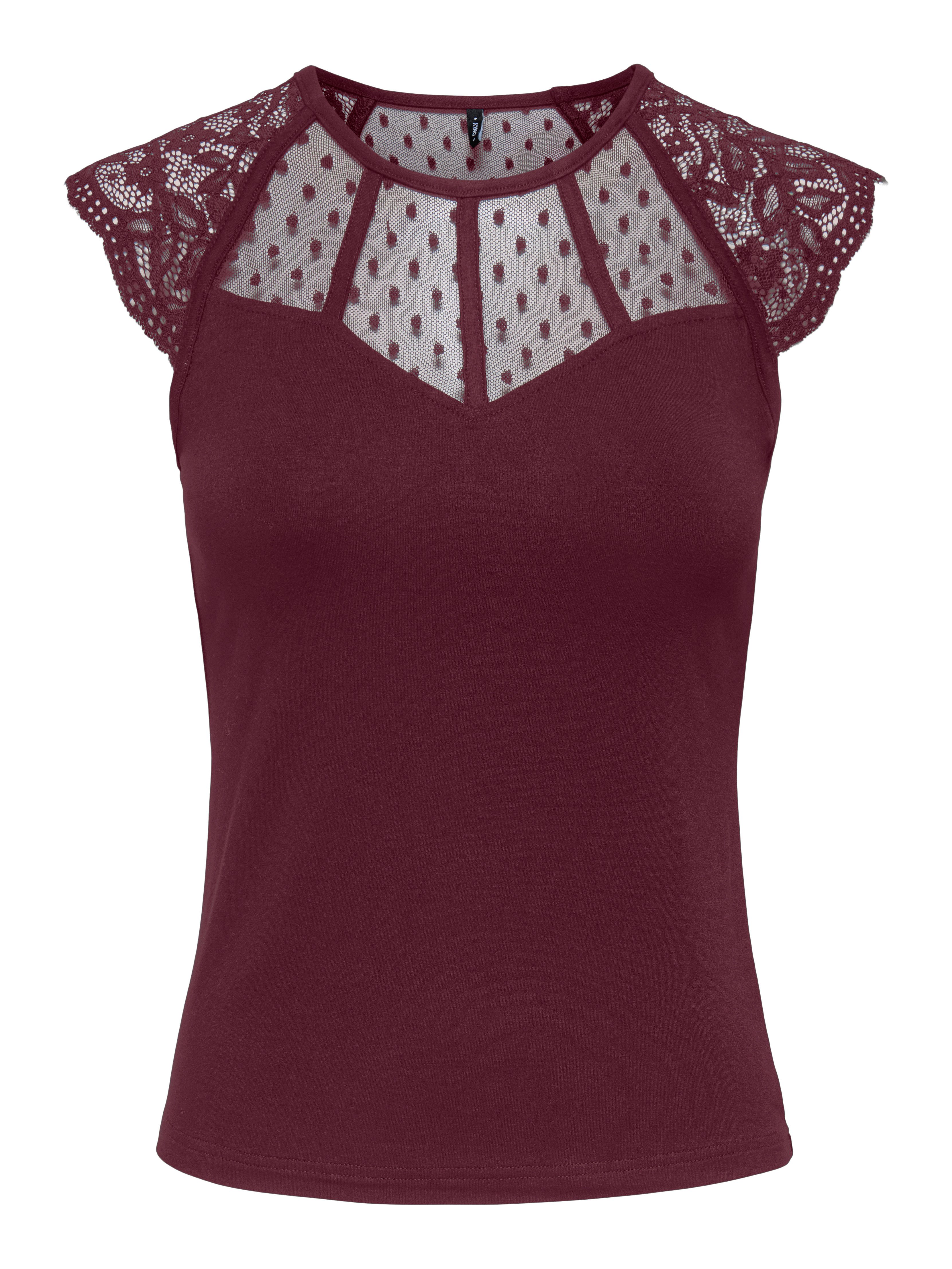 ONLY Spitzenshirt ONLEMILIE S/L DETAIL TOP CS JRS Viskosemischung, regular fit