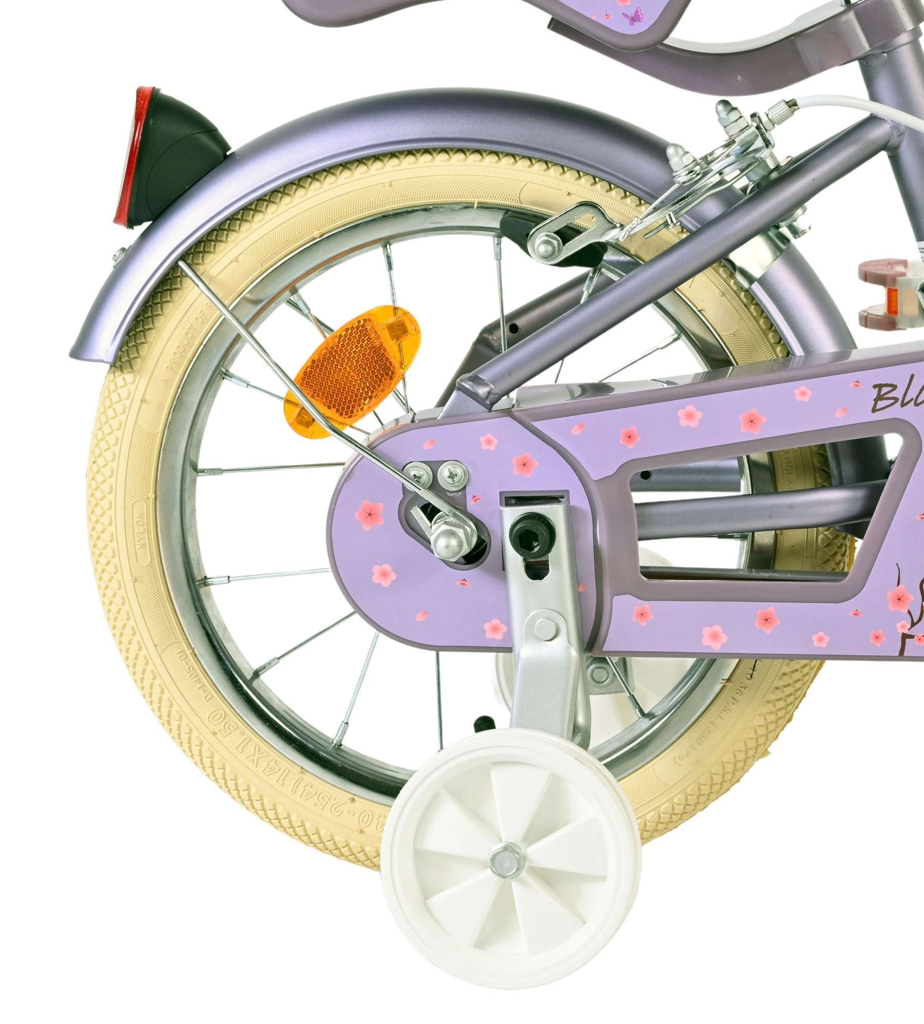Volare Kinderfahrrad Blossom Kinderfahrrad - Mädchen - 14 Zoll - Lila - Zwei Handbremsen, 6 kg