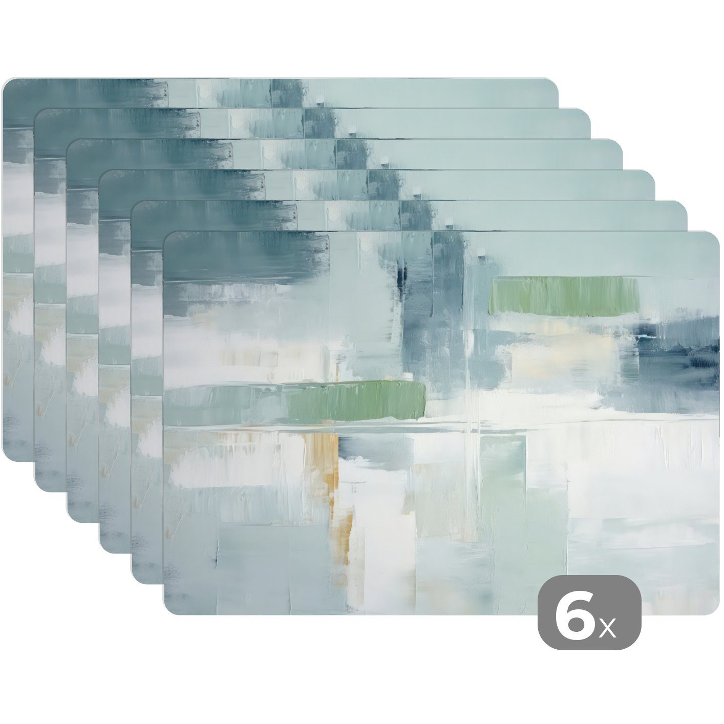 - Abstrakt - Kunst Platzdecken, Grau, - Platzmatte, (6-St), Platzset, MuchoWow, Platzset, Schmutzabweisend Moderne Tischmatten, Farbe