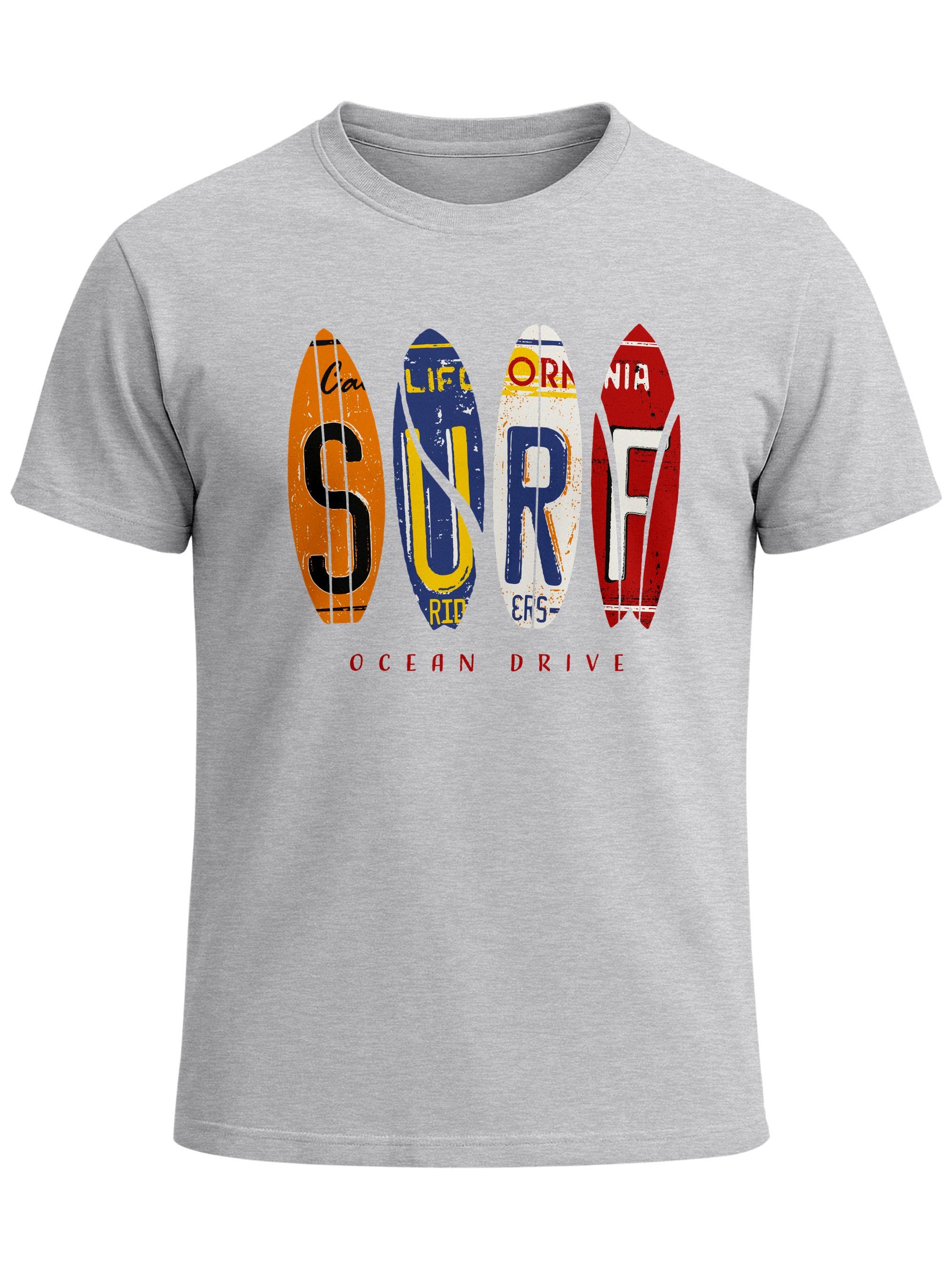 Neverless Print-Shirt Herren T-Shirt Print Surfboards California Surfing Ocean Drive Sommer mit Print