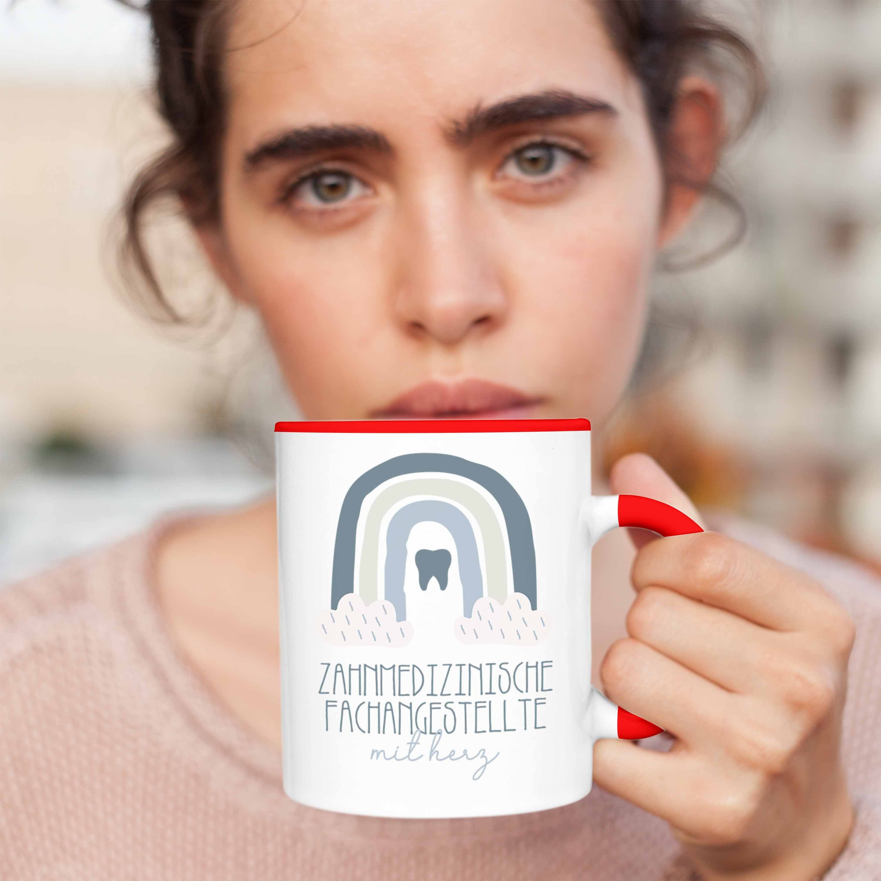 Geschenk Trendation Kaffeetassse Zahnmedizinische Fachangestellte Tasse Danke Ge Tasse Rot