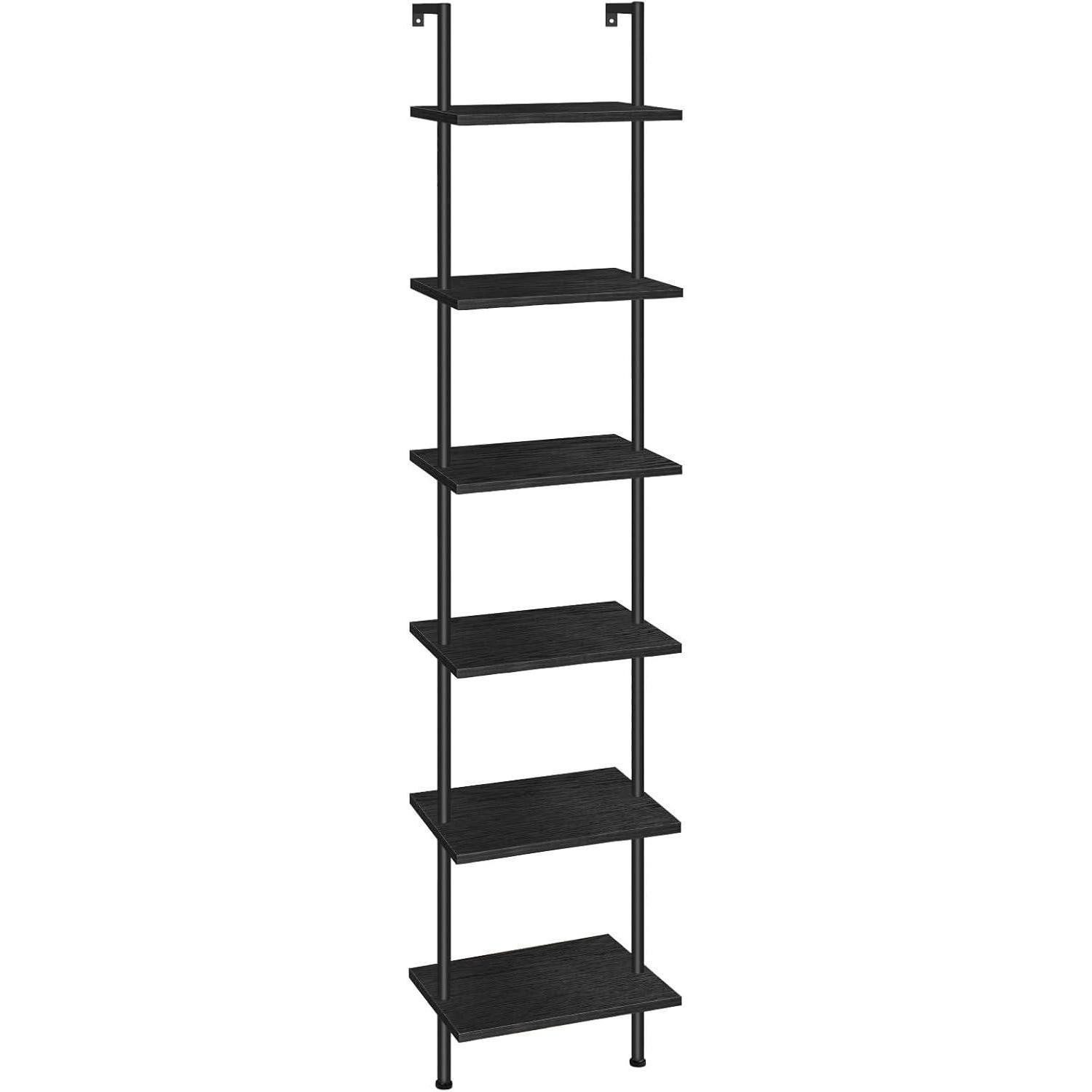 LuxusKollektion Leiterregal Leiterregal 6stöckig Bücherregal 39 x 24 x 200,5 cm Schwarz