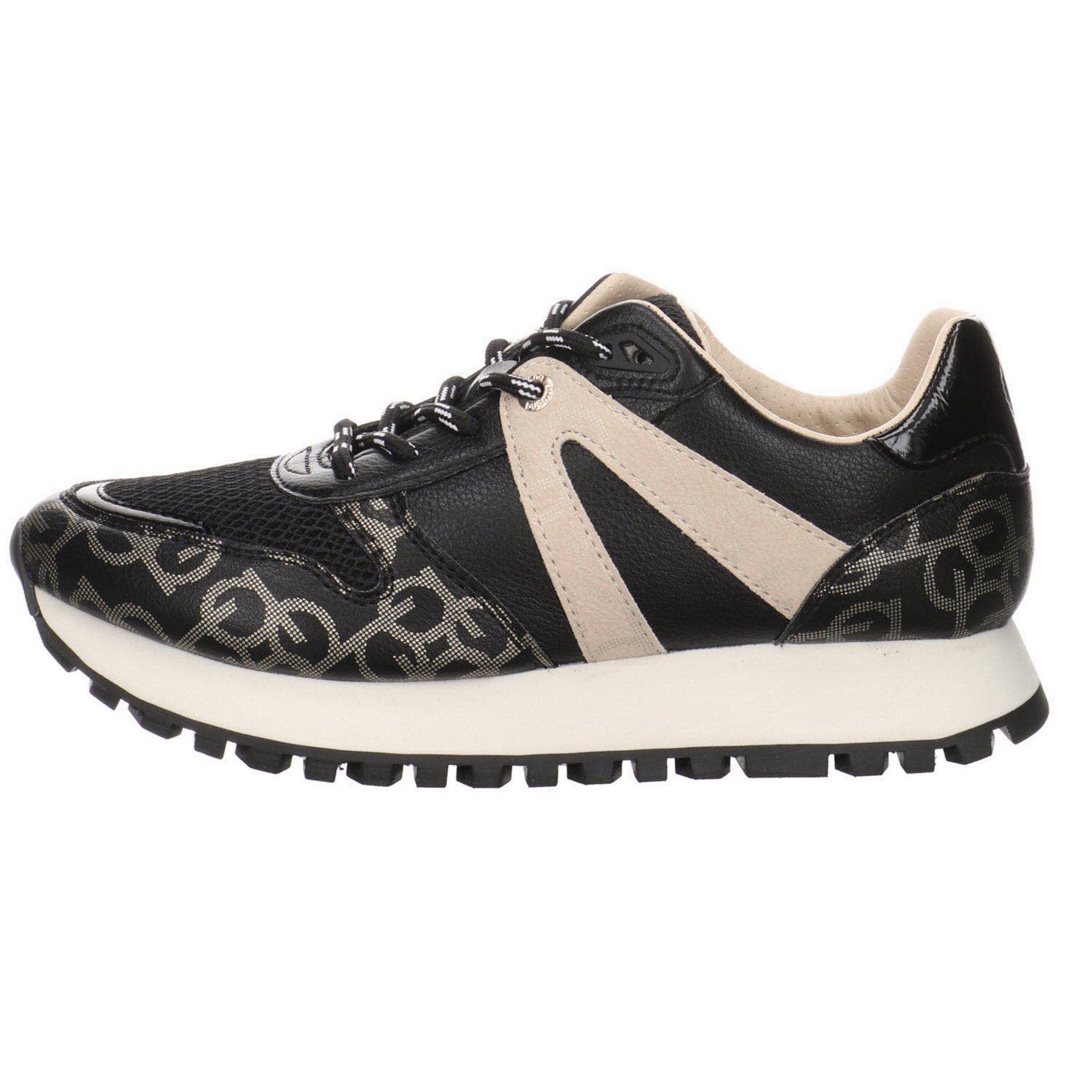 Schnürschuh black Damen Schuhe Leder-/Textilkombination beige bugatti Sneaker / Sneaker Siena