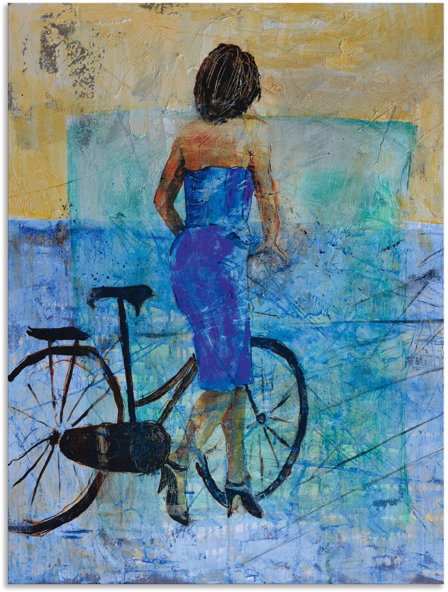 Artland Wandbild Ein Mädchen mit einem Fahrrad, Frau (1 St), als Alubild, Leinwandbild, Wandaufkleber oder Poster in versch. Größen