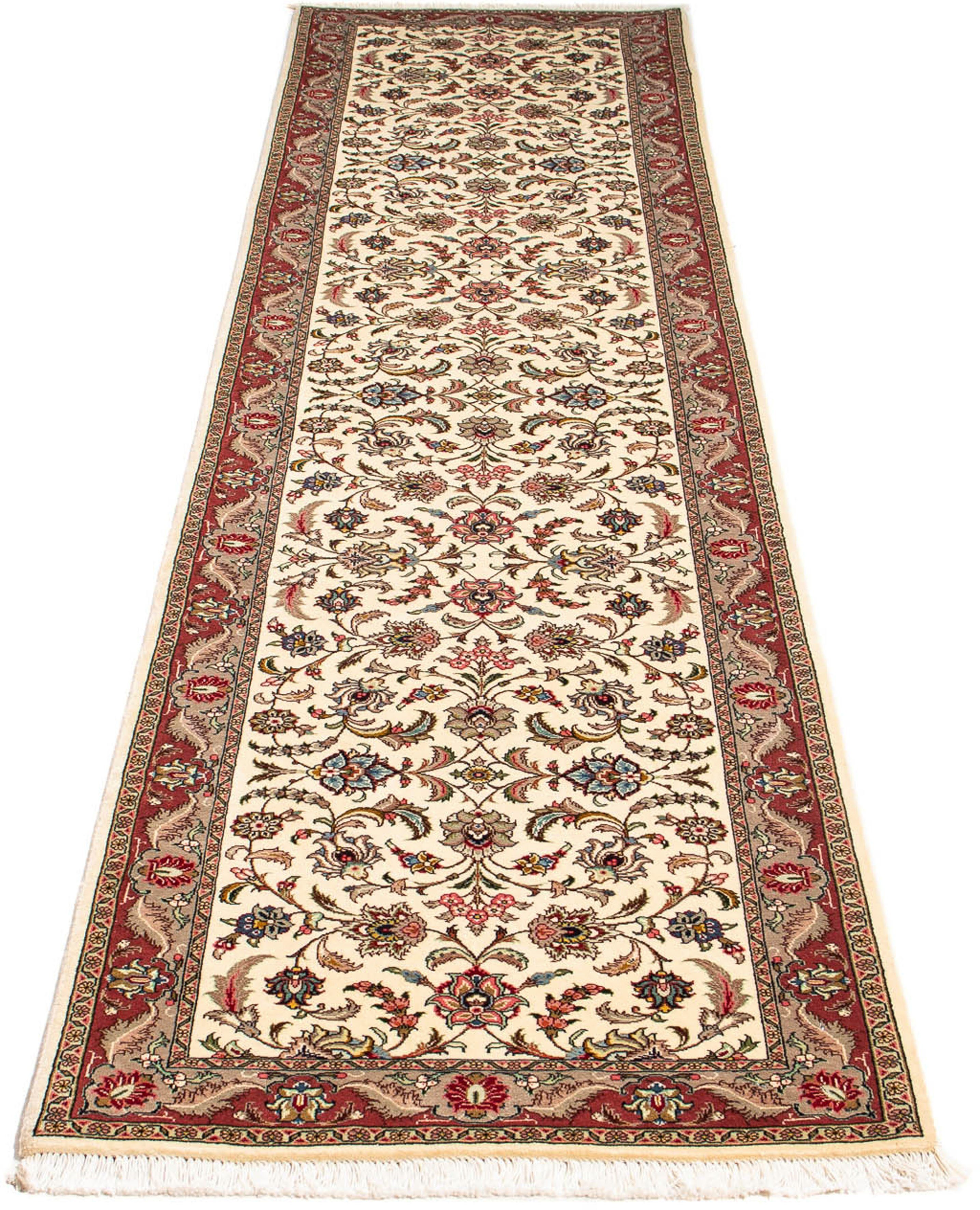 Orientteppich Perser - Täbriz - Royal - 298 x 72 cm - beige, morgenland, rechteckig, Höhe: 7 mm, Wohnzimmer, Handgeknüpft, Einzelstück mit Zertifikat