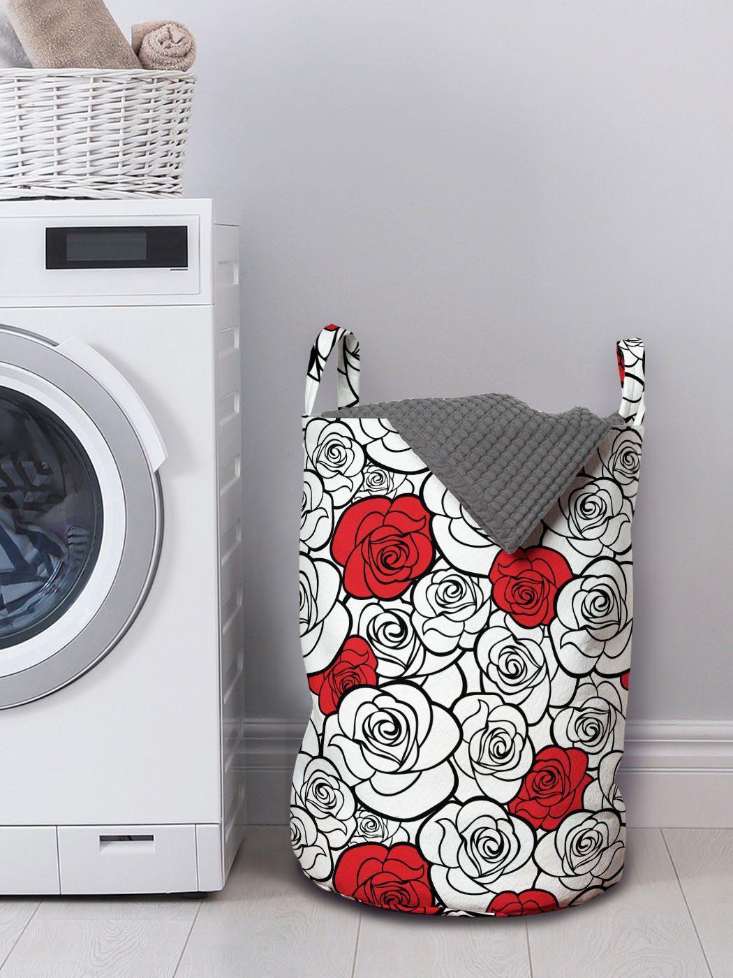 Kordelzugverschluss Waschsalons, Abakuhaus Wäschesäckchen für mit Wäschekorb Griffen Rosen-Liebe-Blüten Romantisch