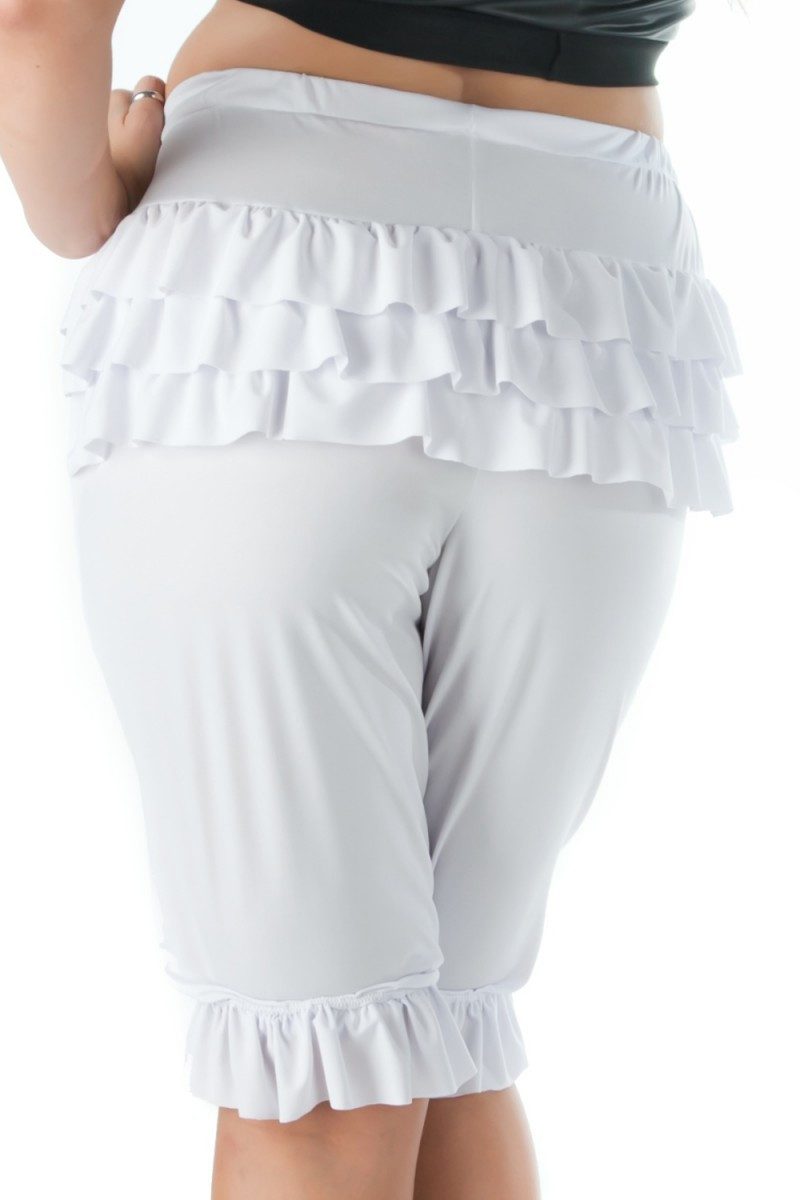 Andalea Slip Weißer Damen Dessous Pantaloon Slip mit Volant Fraun Unterhose Höschen