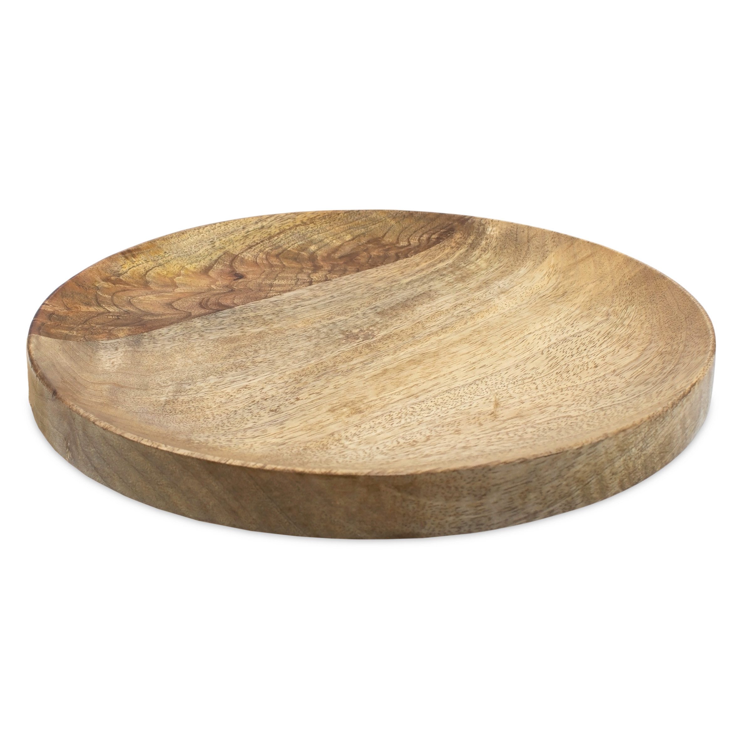 Spetebo Servierplatte Rund aus Mangoholz, Mangoholz, (Servierplatte, 1-tlg., Platte Groß), mit erhöhtem Rand