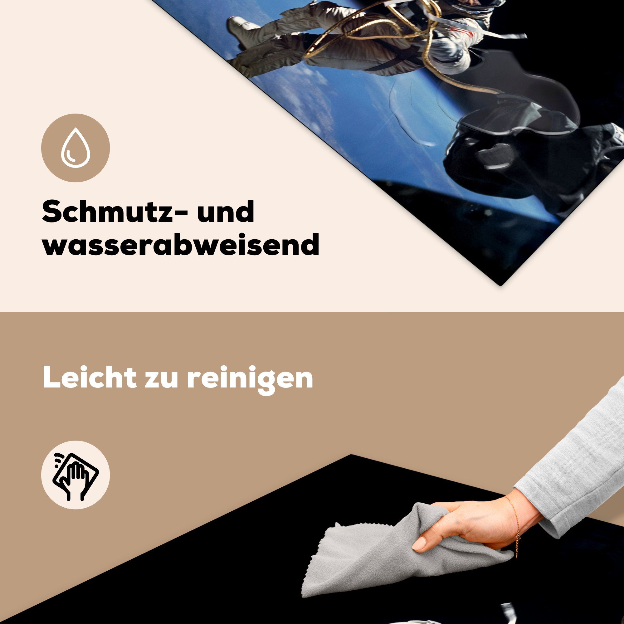 küche Arbeitsplatte Vinyl, (1 Ceranfeldabdeckung, tlg), MuchoWow - Erde, Weltraum cm, - Herdblende-/Abdeckplatte für 78x78 Astronaut