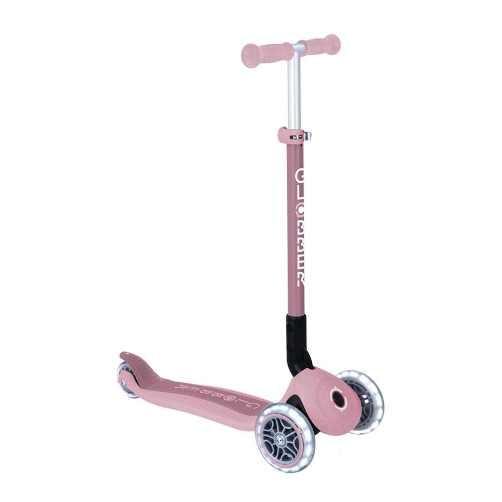 Globber Tretroller PRIMO FOLDABLE LIGHTS ECOLOGIC 3-Rad-Scooter, 3–6 Jahre, 60 % recycelt, Lenkschloss, One-Click-Faltung