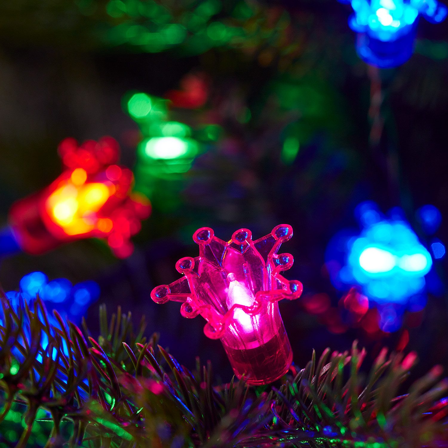 Lights4fun LED-Lichterkette 150er LED Retro Weihnachtsbaumbeleuchtung koppelbar