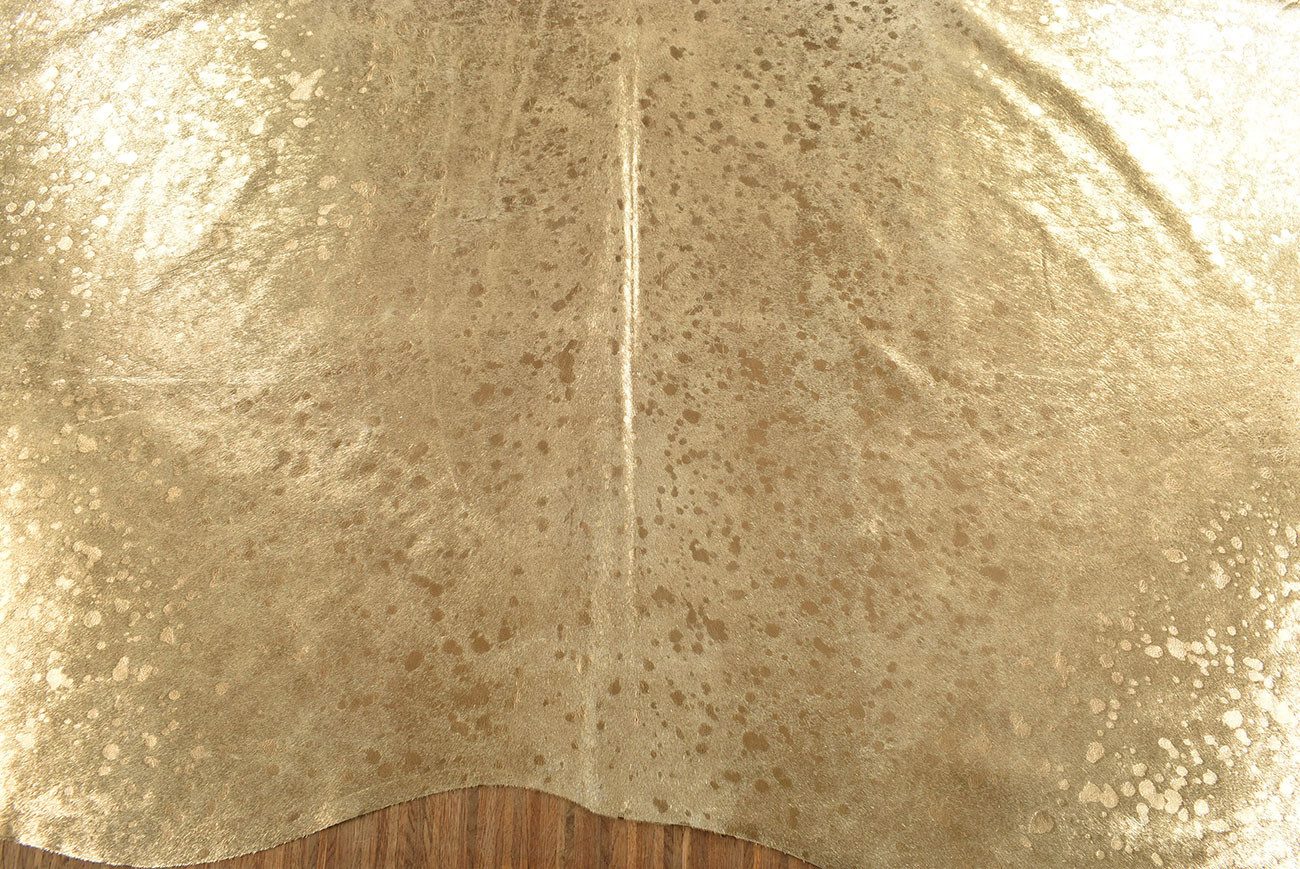 KUHFELL online & NOMAD Fellteppich PREMIUM KUHFELL DEVORE GOLD 210 x 180 cm