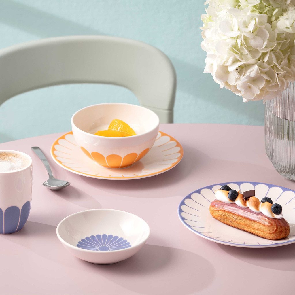 Villeroy & Boch Müslischale Fleur couleur Müslischale 4tlg. 14x14x7cm, Porzellan, (Set, 4-tlg), Premium Porcelain, mikrow.- & spülm.sicher, Made in Germany