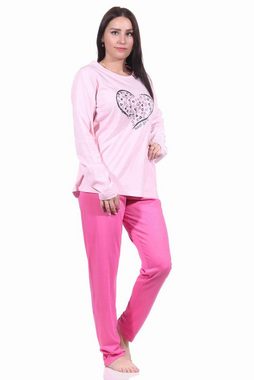 RELAX by Normann Pyjama Damen Pyjama langarm Schlafanzug mit Herzmotiv - 212 10 904