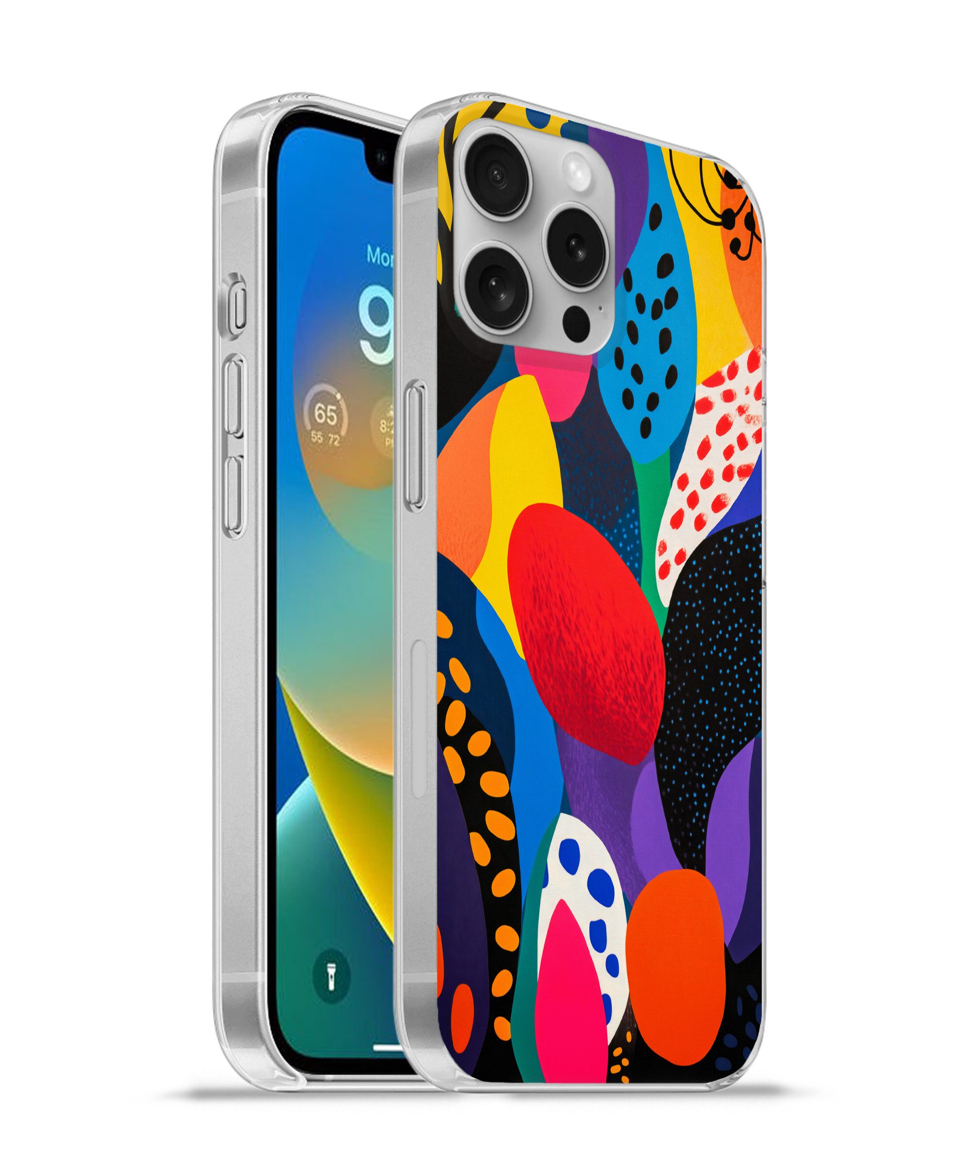 MuchoWow Handyhülle für Apple iPhone 16 Pro Max Blumen - Blätter - Abstrakt - Rot, Smartphone-Bumper, Print, Handy Schutzhülle Dünn