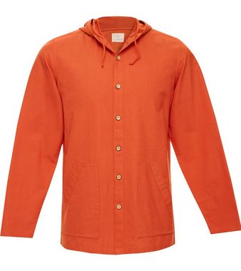 TERRA LUNA Langarmhemd TERRA LUNA Herren Hemd-Jacke Bio-Baumwoll-Hemd mit Kapuze Phobos Kapuzen-Shirt Orange