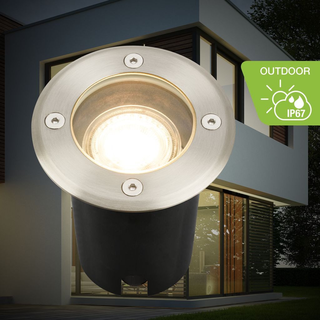 Telefunken Gartenstrahler 322702TF, ohne Leuchtmittel, 2700K - Extra-Warmweiß, Bodeneinbaustrahler Außen 10x11,5 cm Schwarz max.7W GU10 Terrasse