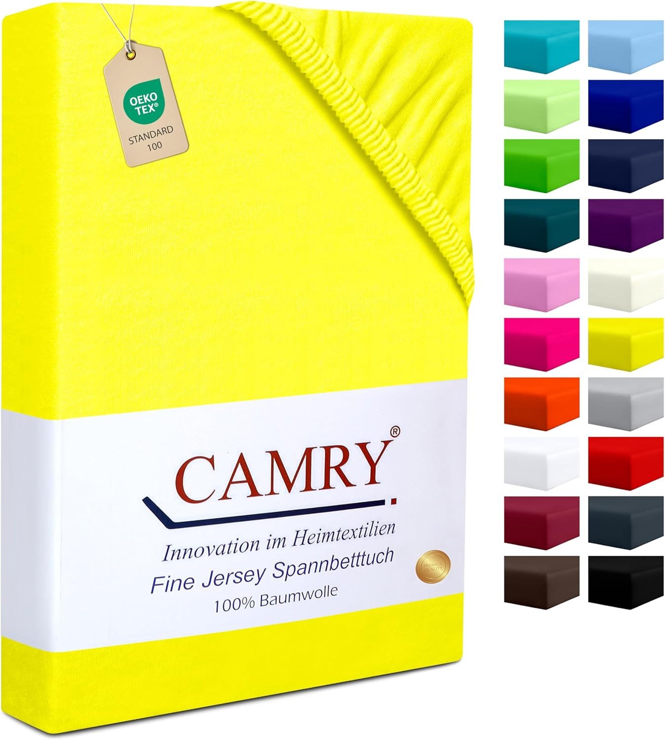Camry Spannbettlaken CLASSIC Jersey 100% Baumwolle Spannbetttuch atmungsaktiv Gummizug, Jersey Baumwolle, Gummizug: rundum, 100% Baumwolle, alle Matratzenhöhen, atmungsaktiv, pflegeleicht